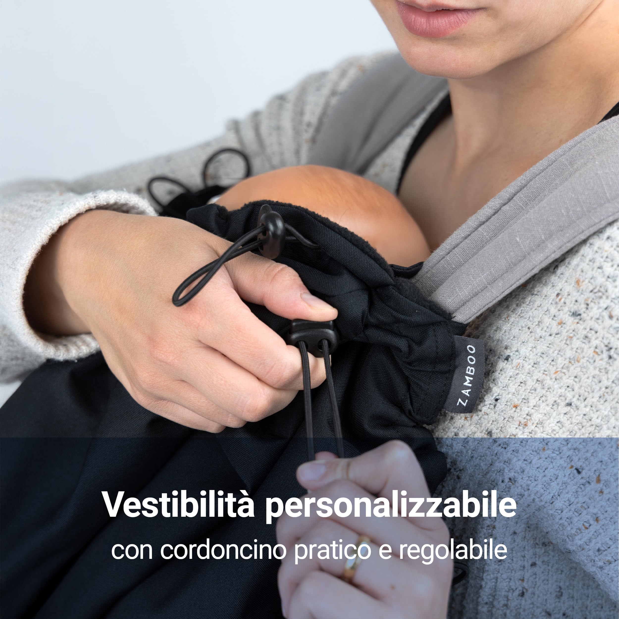 Zamboo Copri Marsupio Neonato Universale | Protezione Antivento in Caldo Pile, Compatibile con molti marsupi frontali | Certificata OEKO-TEX Standard 100 – Nero