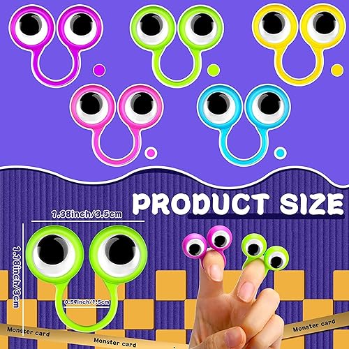 YOFOBU 100 piezas de marionetas de dedo de ojo, anillos de ojos salteados, divertidos anillos de globo ocular, 6 colores para recuerdos de fiesta