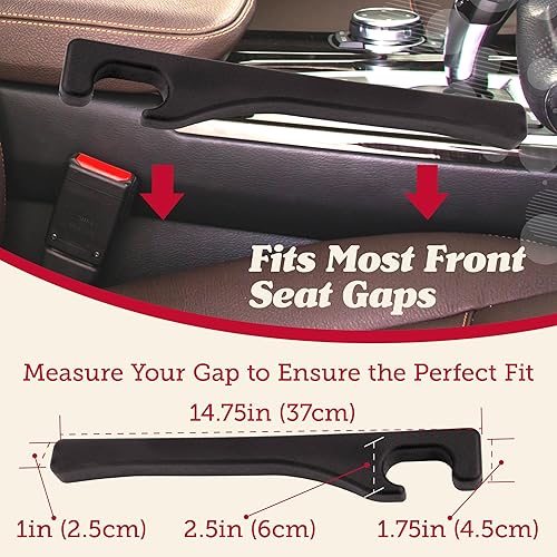 Miniatura 4 de Lusso Gear Paquete de 2 organizadores de espacio de asiento de automóvil de cuero vegano organizador de relleno de espacio de asiento de automóvil