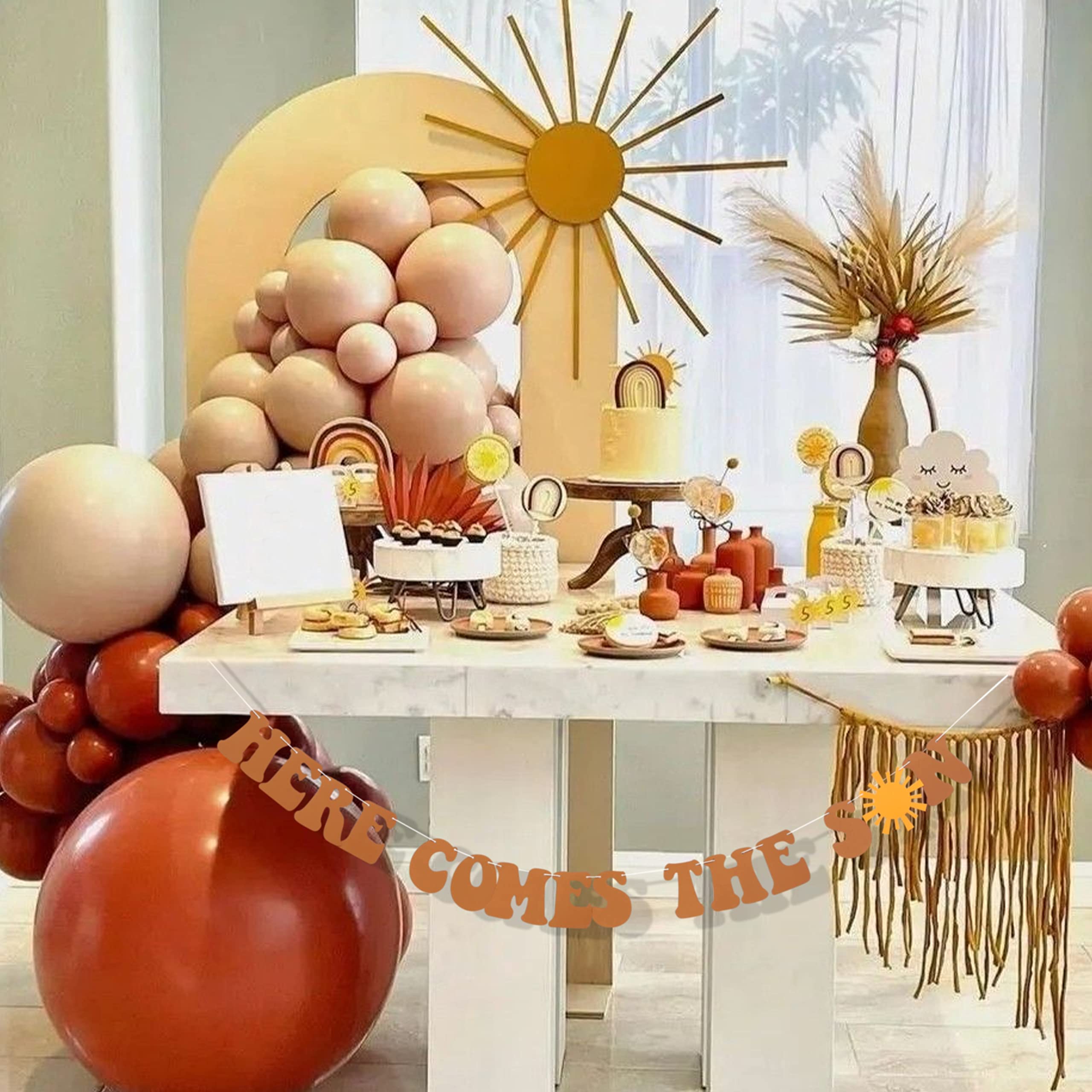 Here Comes The Son/Sun Baby Shower Banner - dekoracja na baby shower, 'It'S A Boy, Baby Shower Party rekwizyty fotograficzne' baner, girlanda z literami chłopca (BANNER COME SUN)