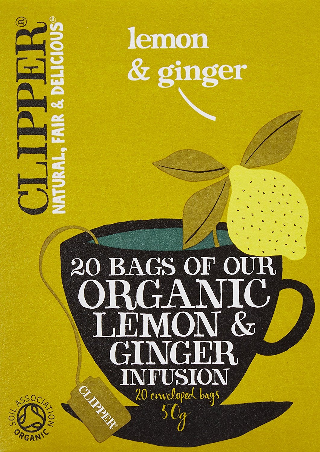 Clipper lemon & ginger tea 50g (20X2.5g tea bag)