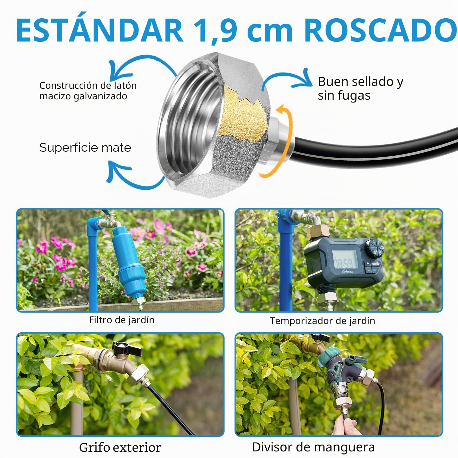 HIRALIY Sistema de Nebulización para Exteriores, 8m Kit Nebulizador de Agua con 7 Boquillas y Adaptador de Latón Macizo 3/4", para Terraza Jardín Mascotas