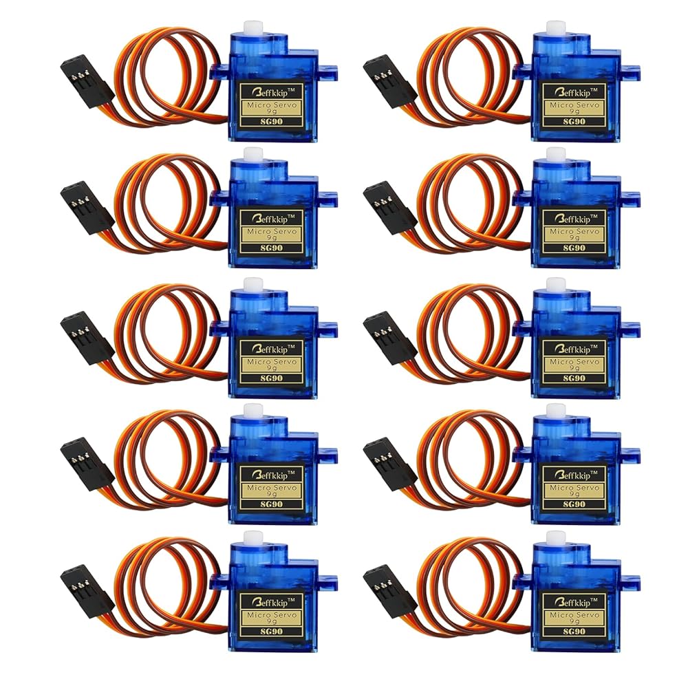 Beffkkip 10Pcs SG90 9g Micro Servos for RC Robot Helicopter Airplane Controls Car Boat