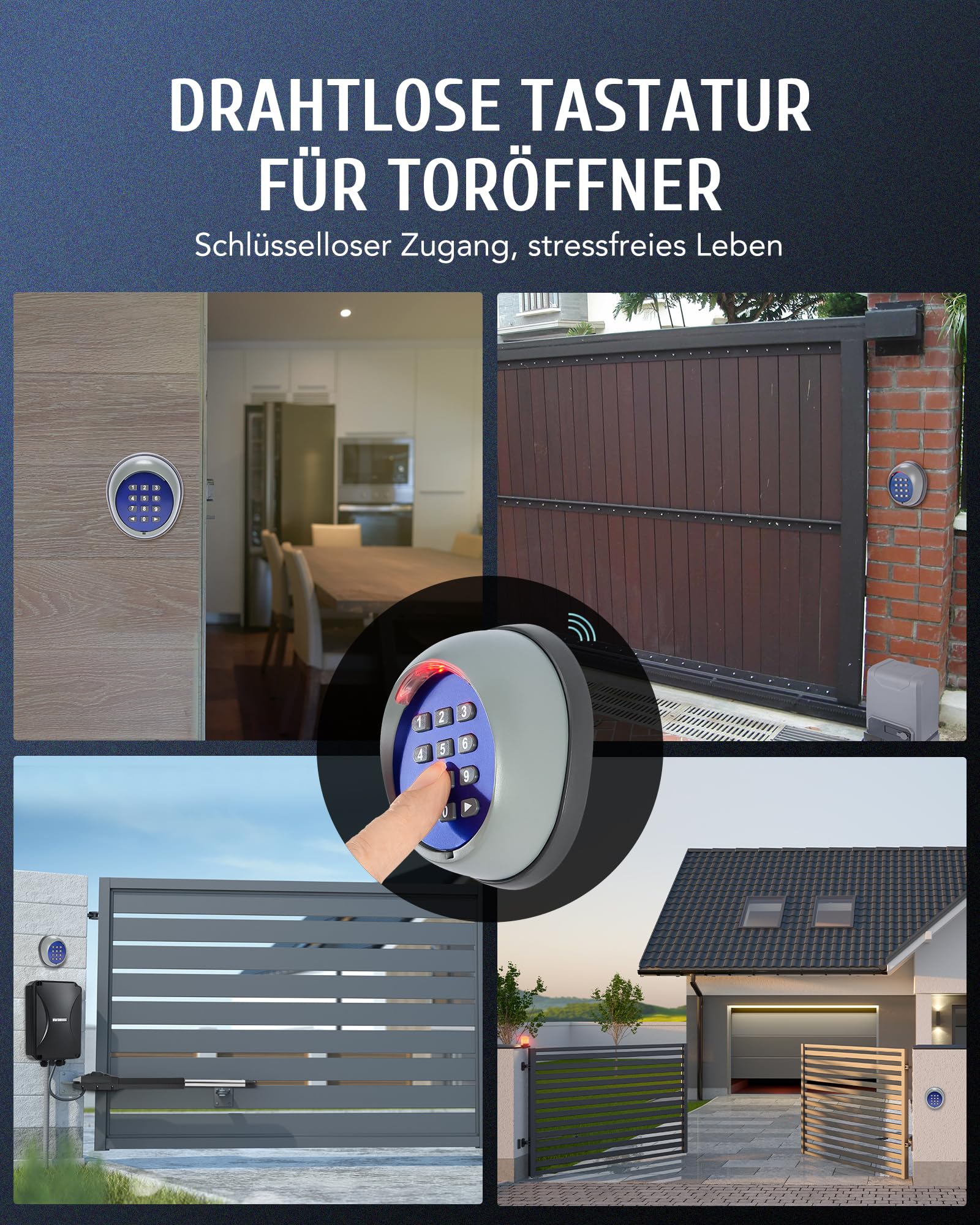 CO-Z Kabellose Codetastatur Schiebetorantrieb mit Tastatur Codetaster Garagentor Schiebetor Flügeltor 200 m Reichweite Codeschloss für 433,92 MHz-Toröffner