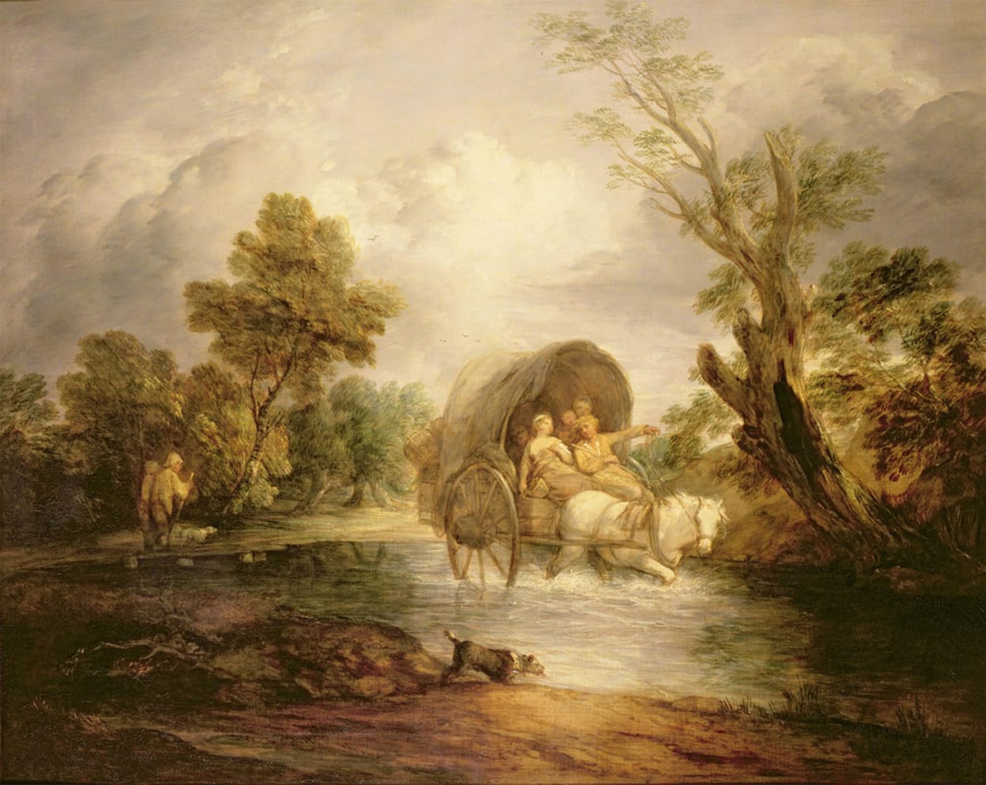 Serendipitp No Frame Retro Picture Poster Wall Art Pictures Painting A Country Cart Crossing By Gainsborough Wall Art Canvas Print For Wall Decor 60X90cm