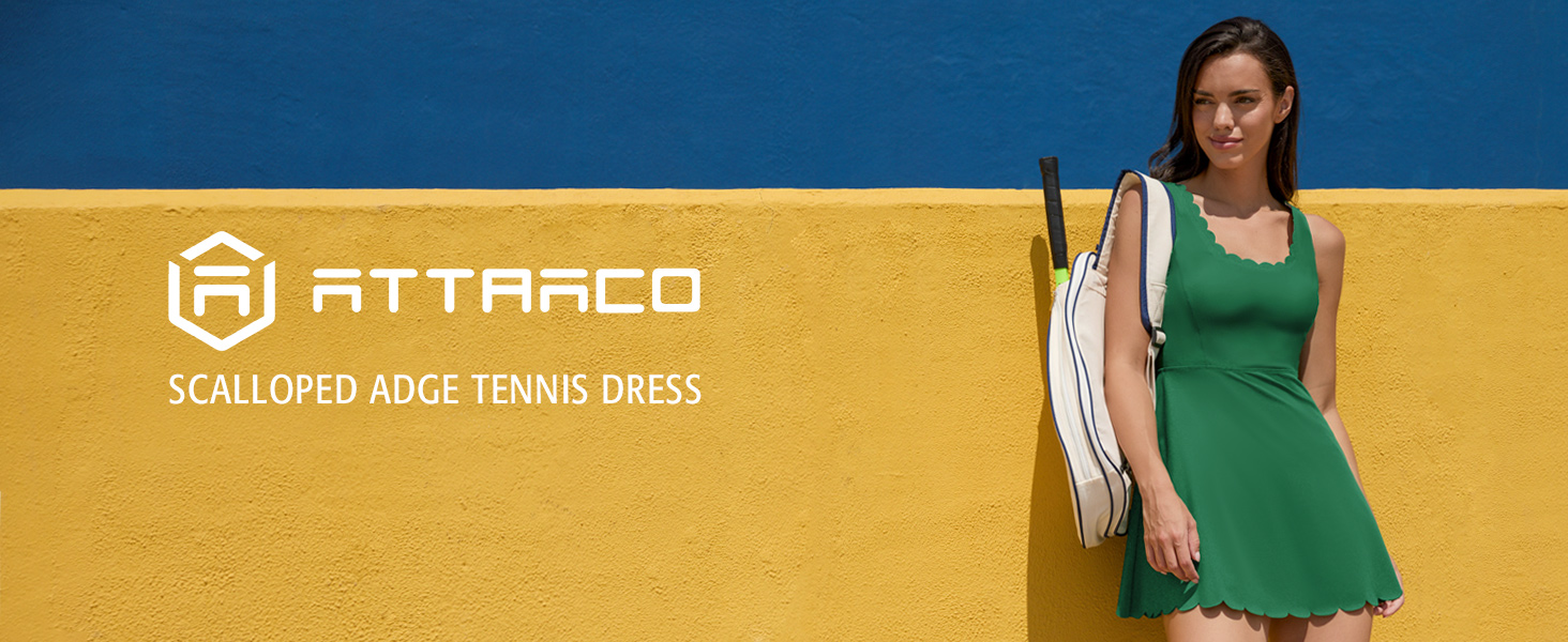 Amazon.com: ATTRACO Scalloped Tennis Dress for Women with Shorts Pockets  Athletic Dresses Blue Golf Dress XS : Clothing, Shoes & Jewelry