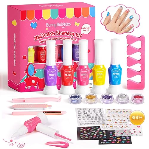 Kit de esmalte de uñas para niñas de 7, 8, 9, 10, 11, 12 años, cosméticos, para fiestas de niñas de 7, 8, 9, 10, 11 y 12 años, manicura de gel BUNNY