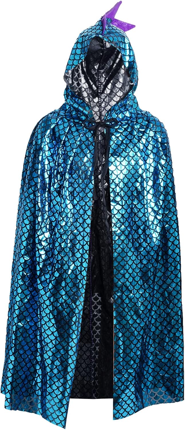 choyaxo Dinosaur Cape Halloween Costume for Halloween Birthday Party Favors Gifts Dragon Hooded Cloak 33"/110cm Include Hood