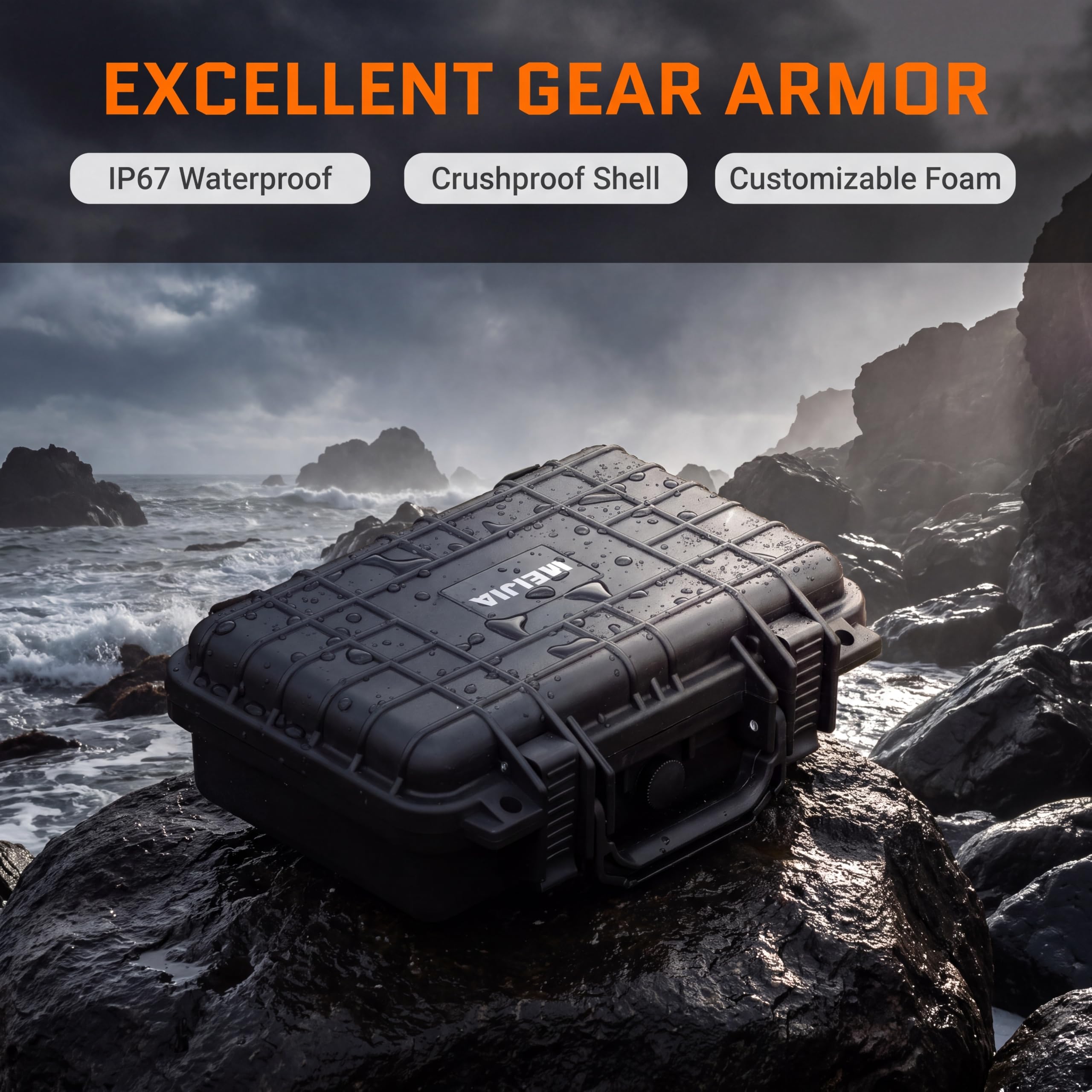 MEIJIA Portable All Weather Waterproof Protective Hard Case, Small Camera Case,Dry Case with Customizable Foam,Fit Use of Drones, Camera,Equipments, 11.65 ”x8.35”x3.78” — Amazon image 4