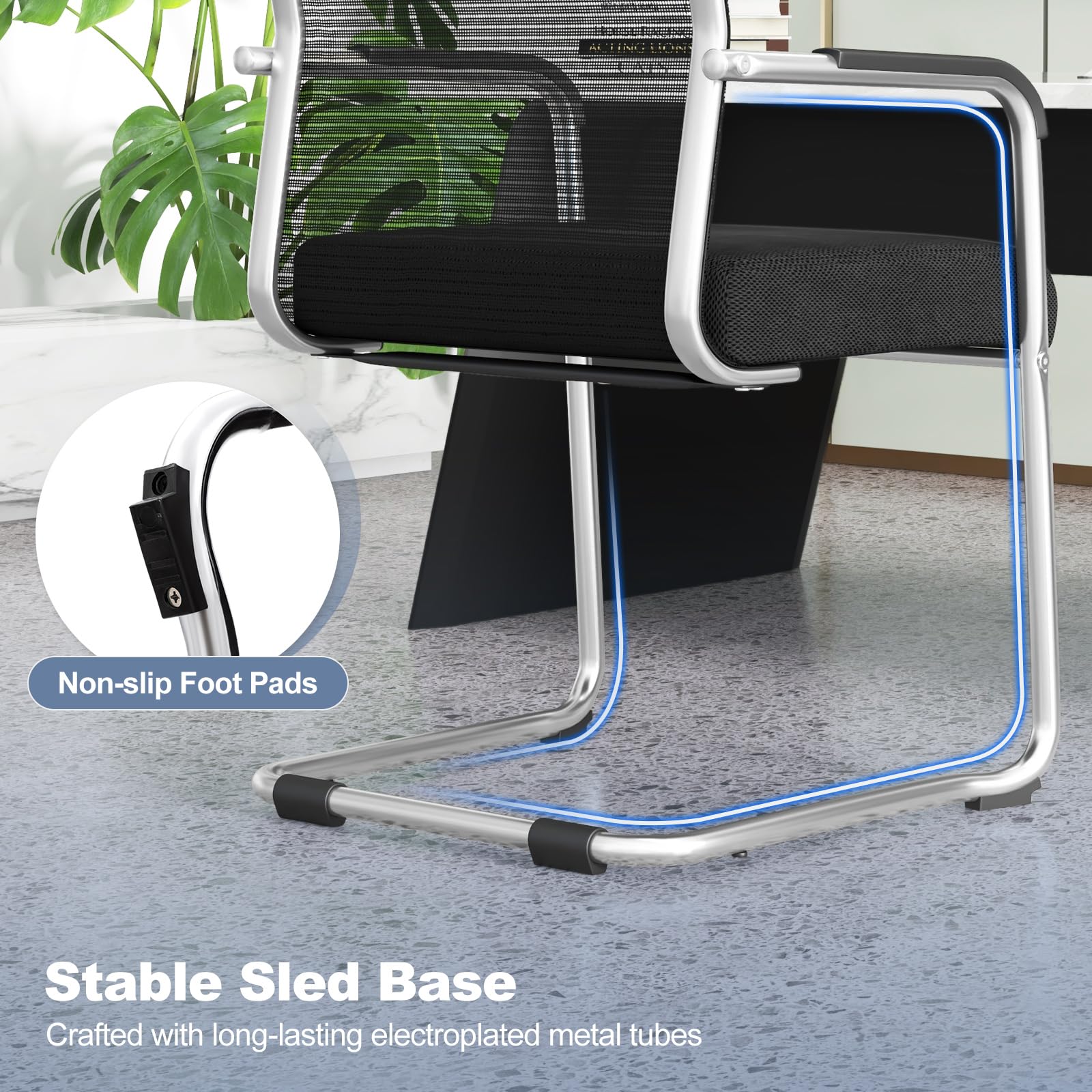 GIANTEX Freischwinger Stühle 2/4er Set Stapelbar, Besucherstuhl (2)