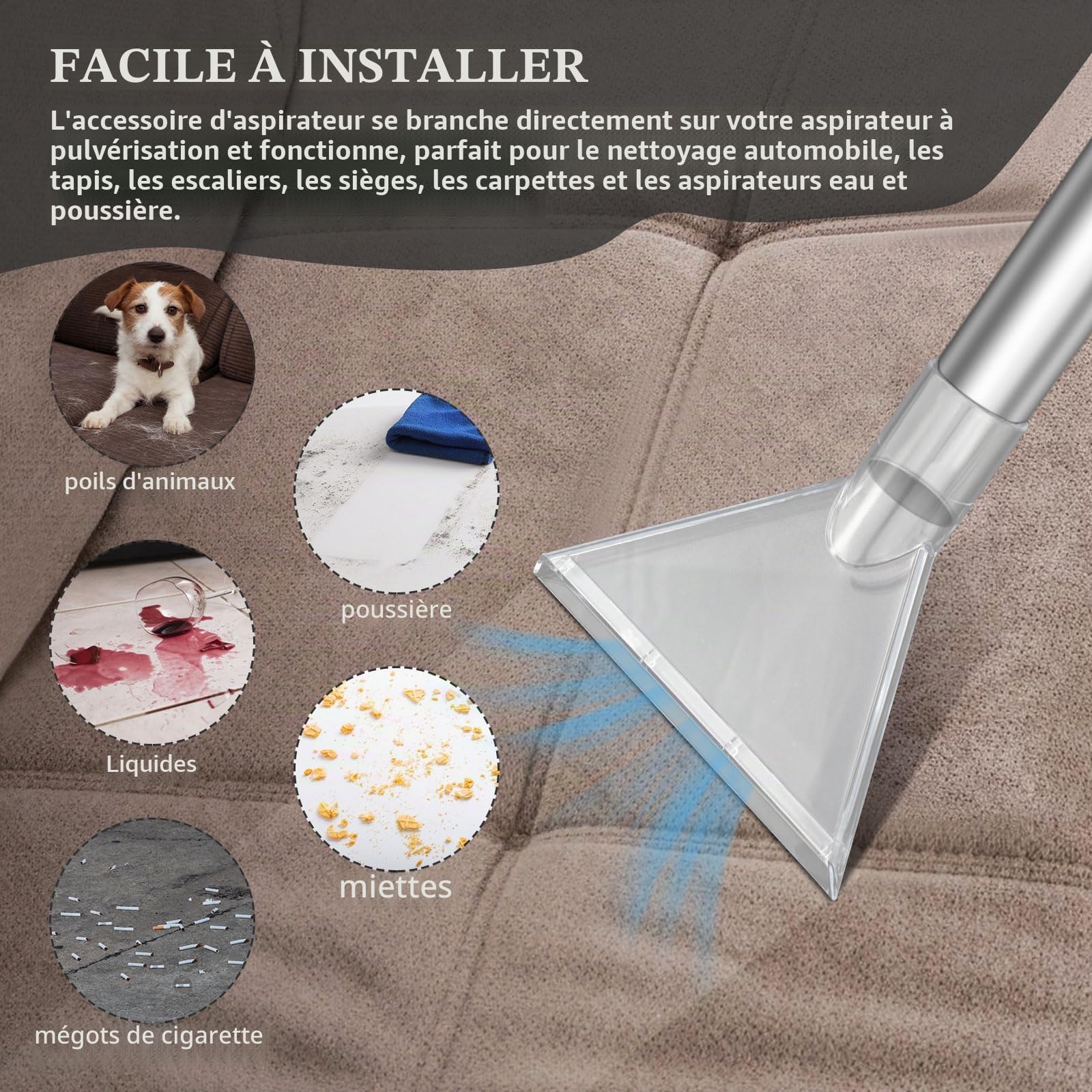 2 Pièces Embout Aspirateur, Aspirateur Buse, Suceur Aspirateur, Embout Aspirateur Voiture Brosse Aspirateur Embouts D'aspiration Transparents Adaptateur Embout Aspirateur