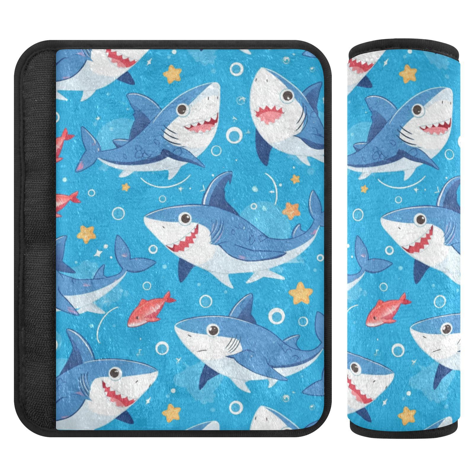Seat Belt Covers 2 Pack Little Sharks Car Seat Strap Covers Super Soft Cute Car Seat Neck Cover for Boys Girls Adults Babies M