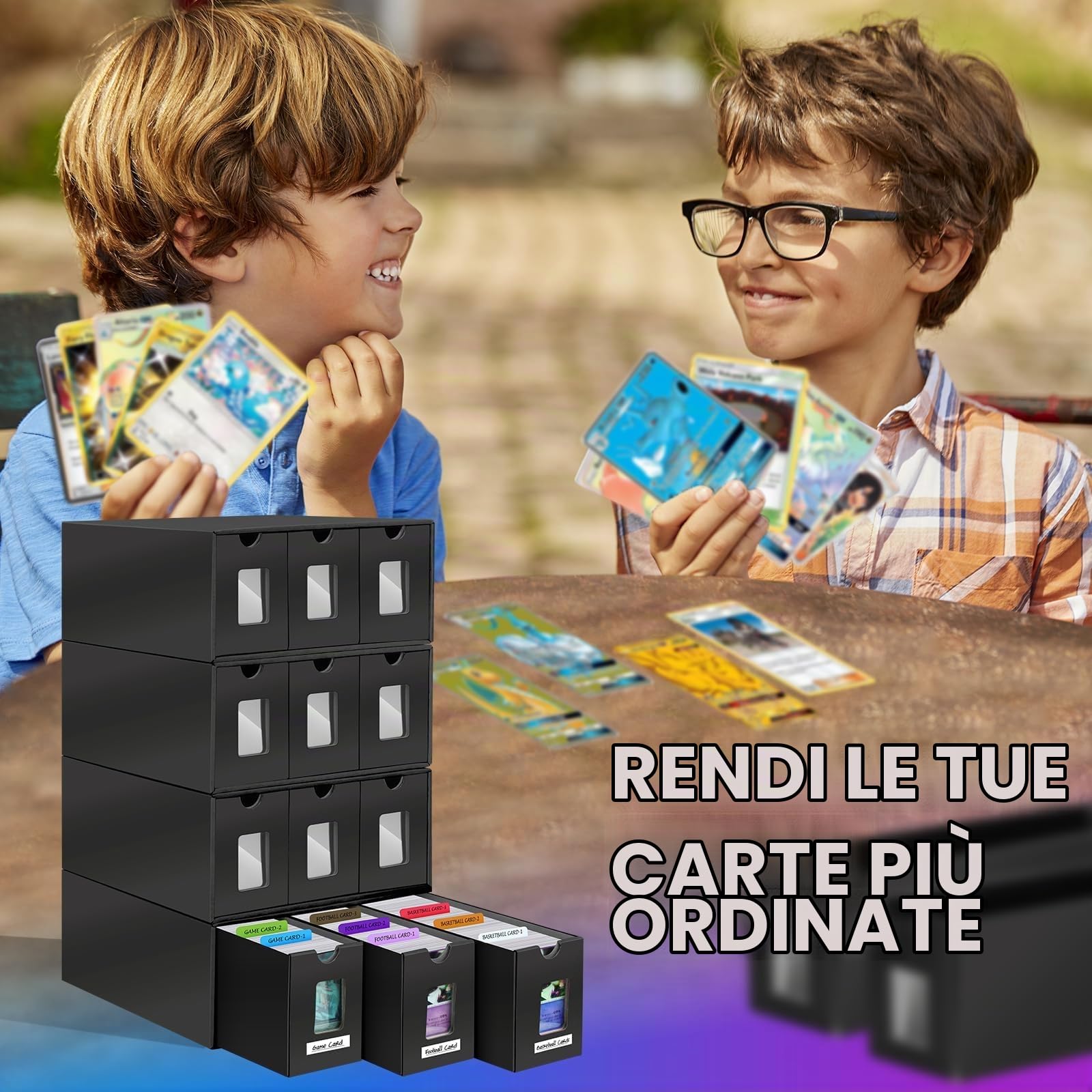 Scatola per Carte da Collezione per 18000+ carte,Box Porta Mazzo per Carte MTG con 60 Divisori Etichette e Nastro Adesivo, Trading Card Box, Porta Carte per TCG, MTG, PTCG Carte