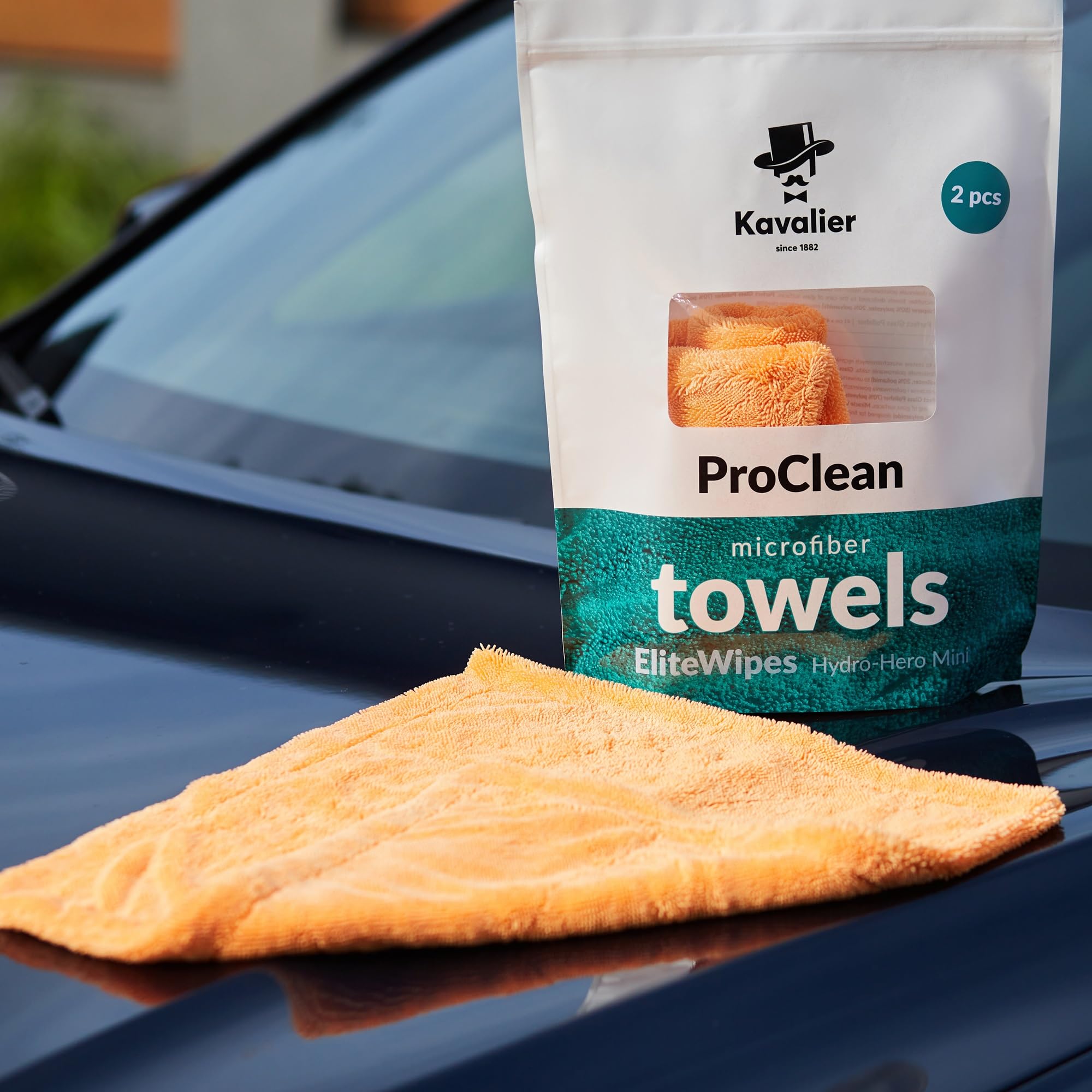 Kavalier Car Care - Hydro-Hero Mini - Zestaw Ręczników z Mikrofibry ProClean 41x41cm w Kolorze Pomarańczowym - 1100 GSM - Opakowanie 2 szt.