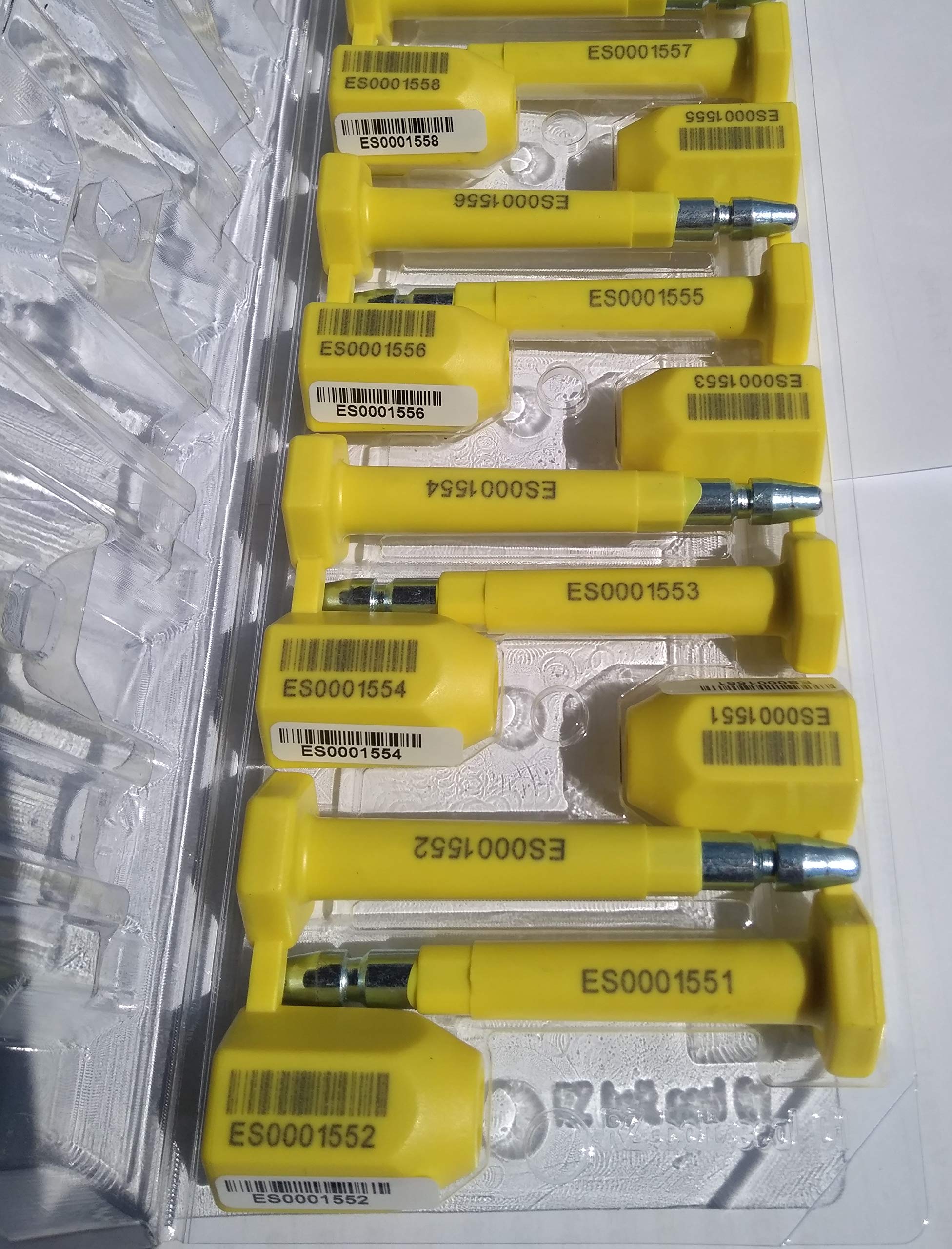 Lot de 10 porte-conteneurs avec étiquette à code-barres conforme à la norme ISO 17712:2013 Jaune clair