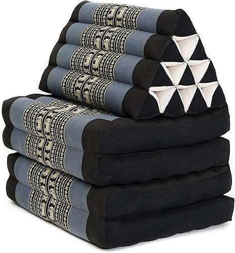 Miniatura 2 de Leewadee Cómodo colchón japonés de suelo, cama tailandesa con cojín triangular, colchón futón, tapete de masaje tailandés extra largo, 89 x 20