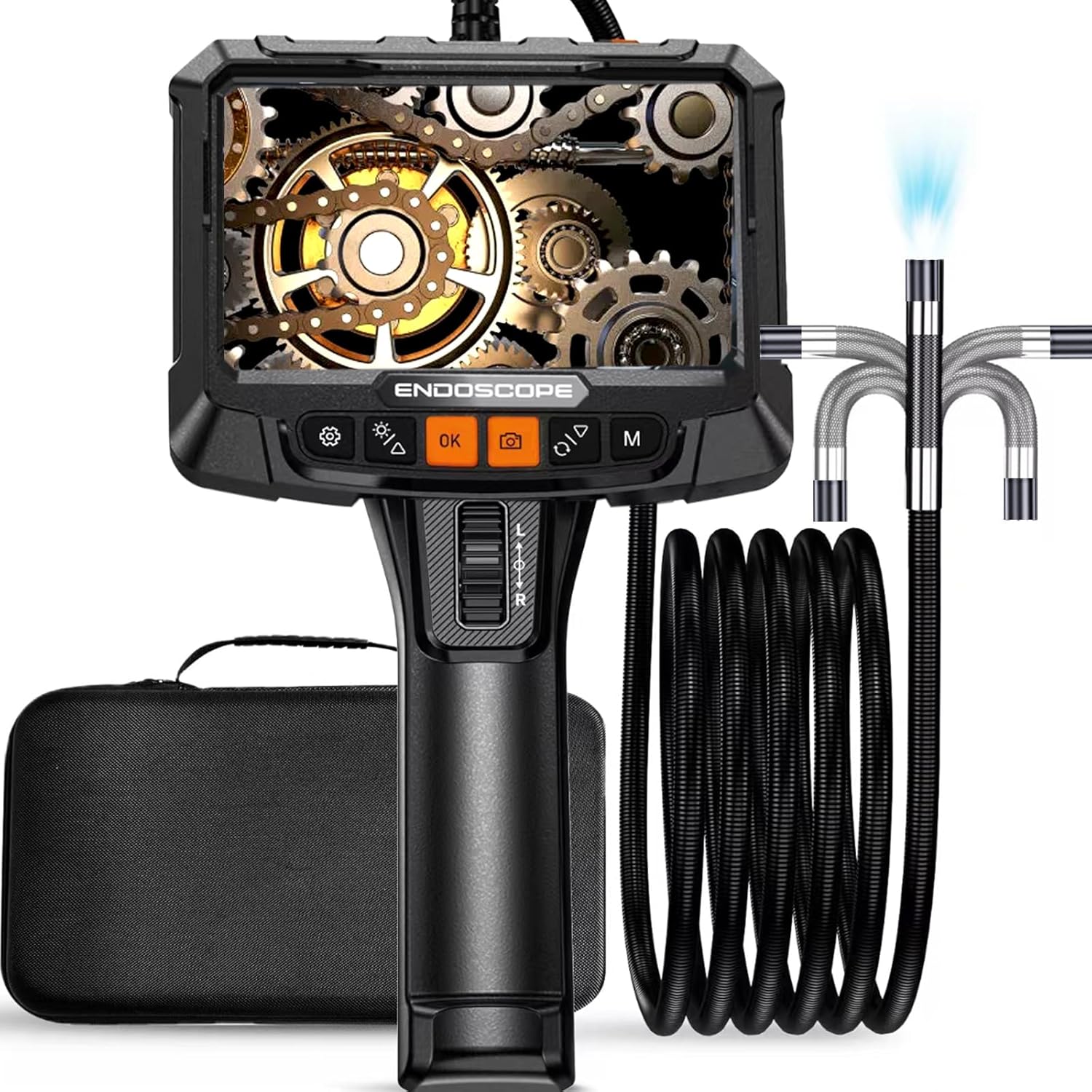 Articulating Borescope Inspection Camera with Light, Anhendeler 5 inch