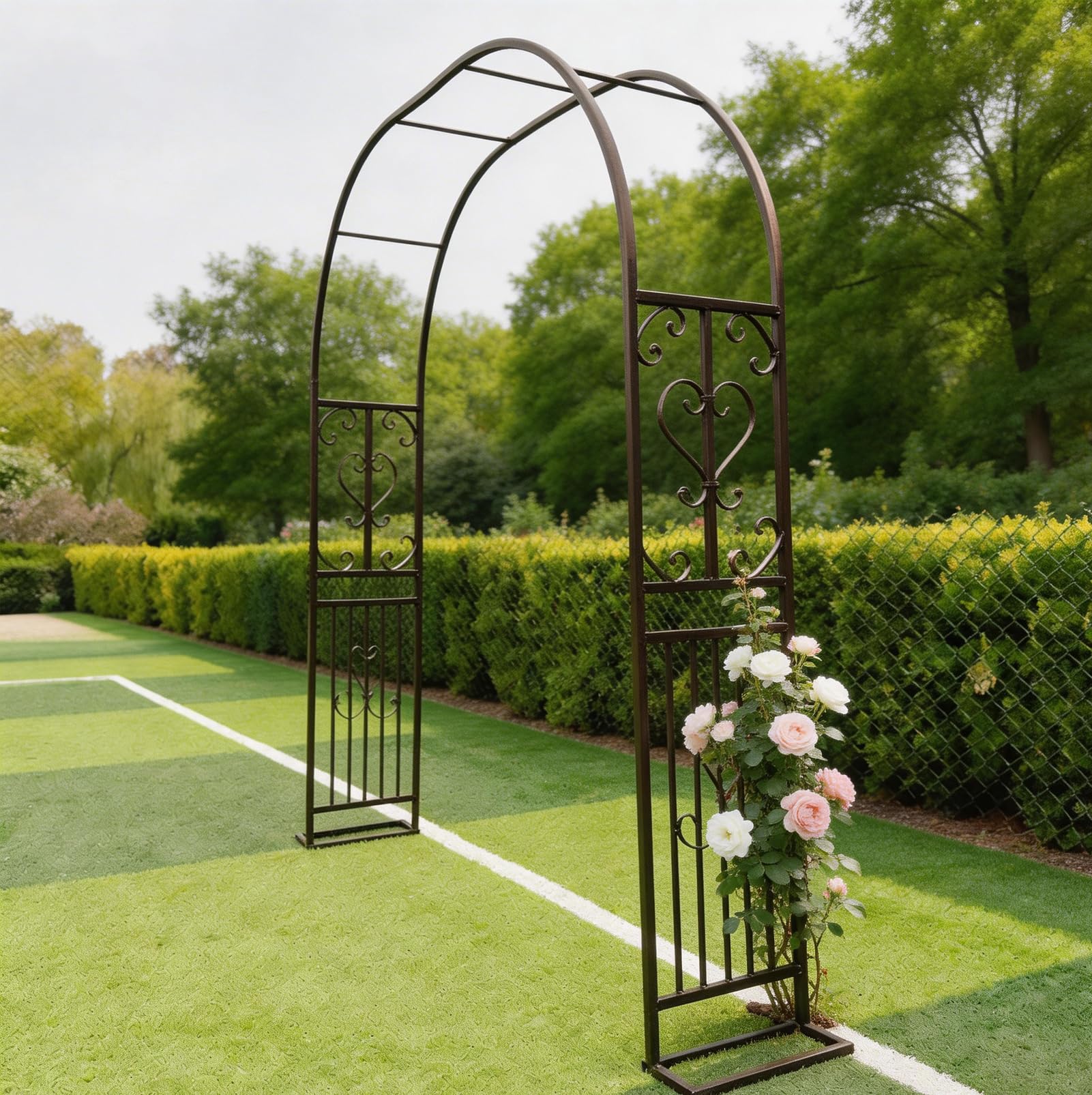 Errtsdb Metal Arch for Garden, Flower Arch, For Garden Entrance A,Lawn,Garden Trellis Structure,Yard Decor,Outdoor Arbor,Bronze/A/300x40x230cm โ image 1