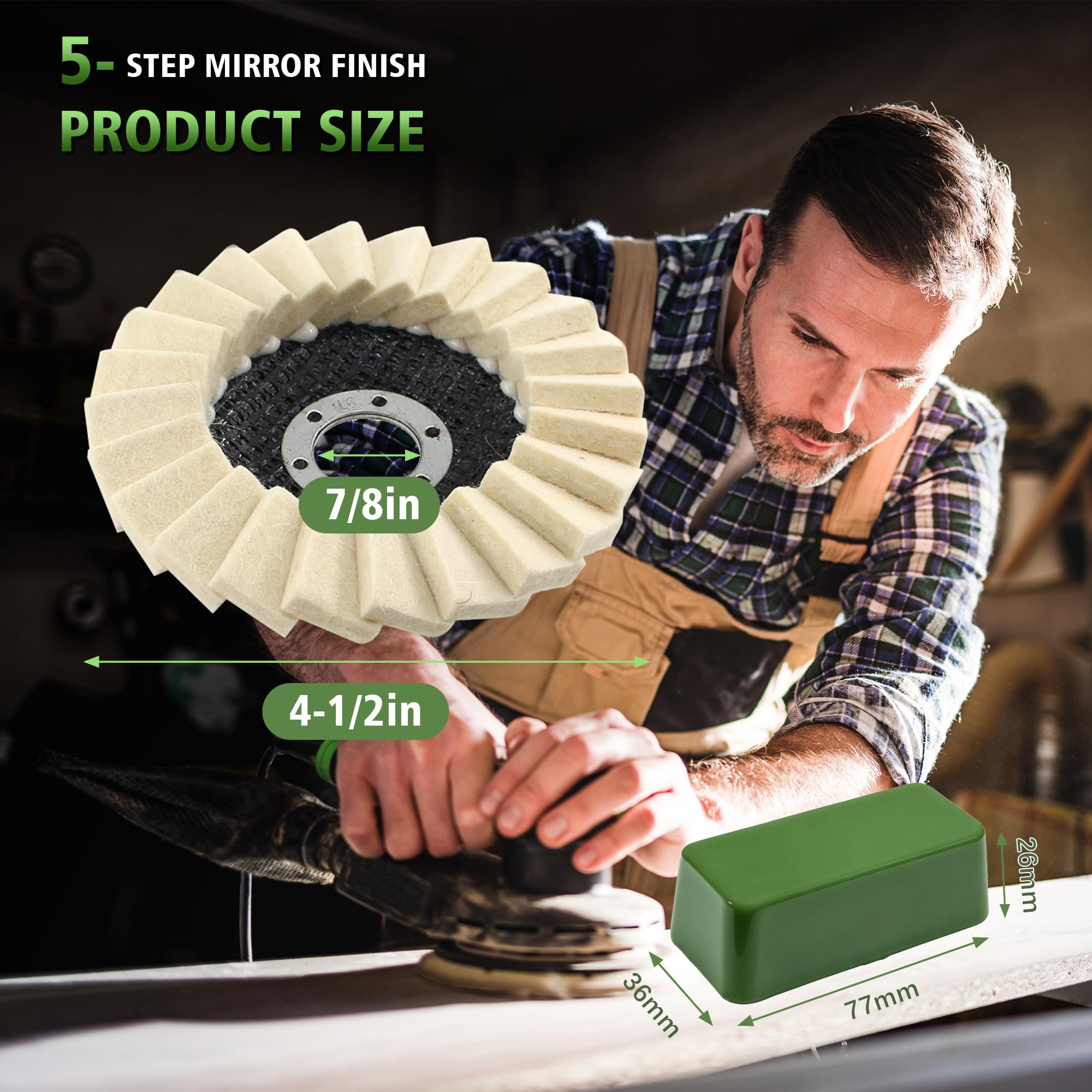 Wool Felt Polishing Kit - Metal & Wood Buffing Wheels -2