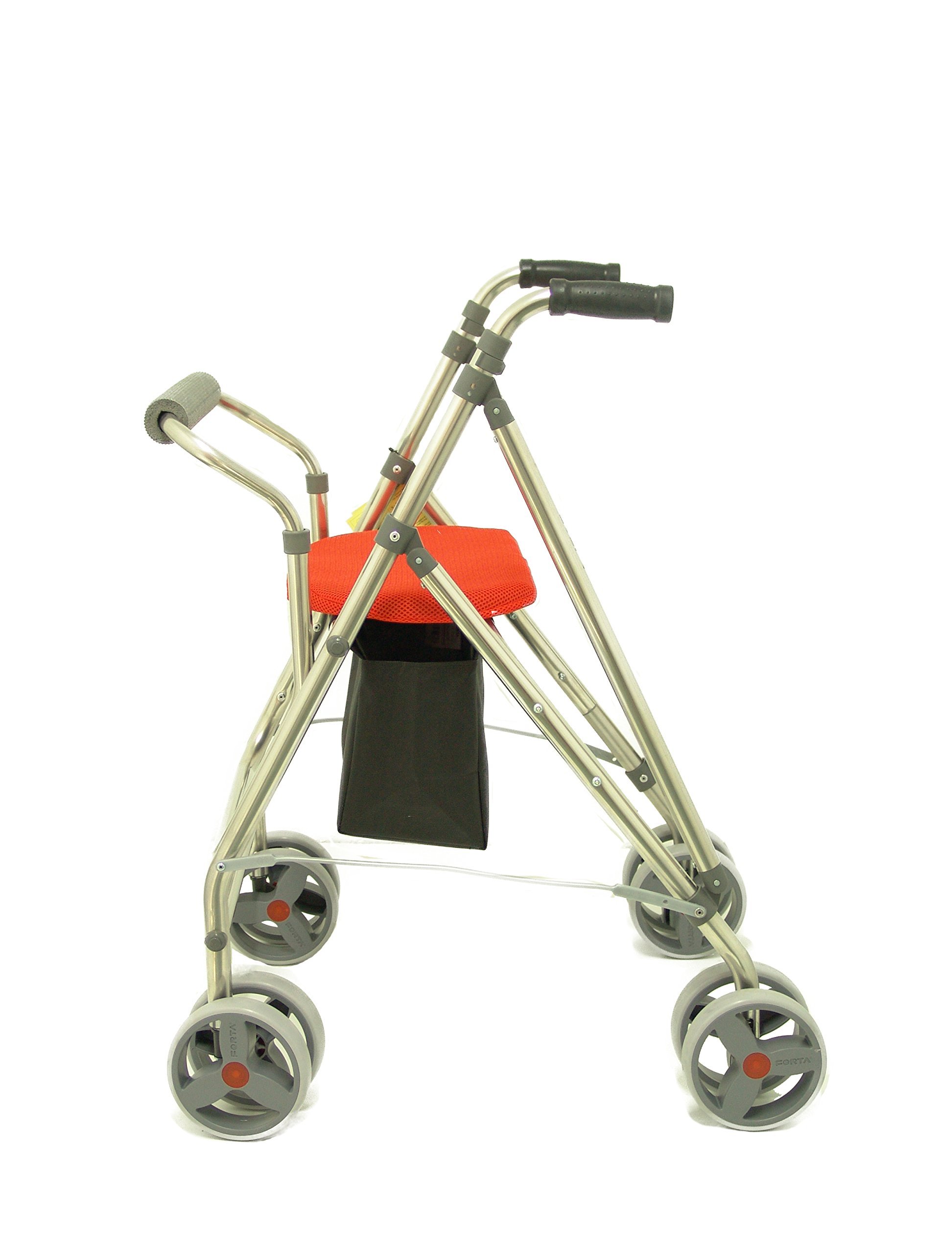 Forta fabricaciones - Andador de 4 ruedas para ancianos Kanguro FORTA - Kanguro HD, Naranja