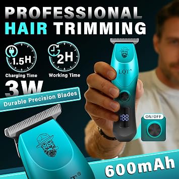 4-in-1 Men's Hair Clippers Kit, Includes Nose Hair Trimmer, Electric Shaver, and Engraving Trimmer, Wireless USB Rechargeable Grooming Set, Blue Ombre Design, Ideal Gift for Men (Blue)