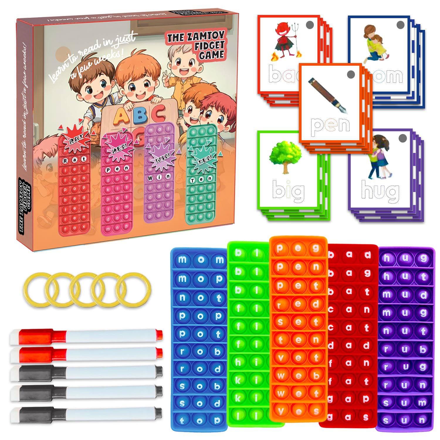 Word Games, Phonics Interactive Flash Cards, Manipulative Spelling Game - Learning Activity Teacher Supplies & Special Education Tools