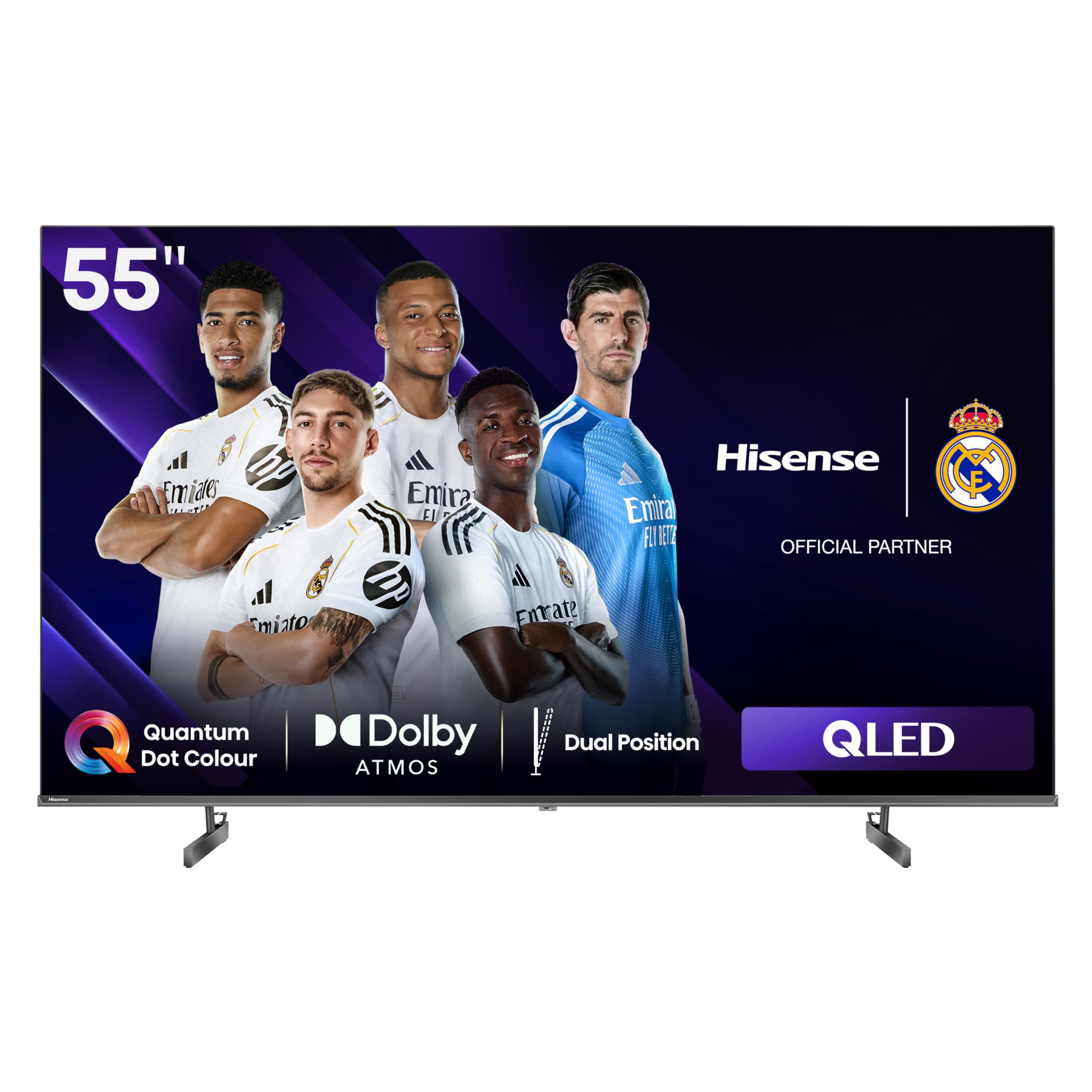 Hisense 55 inch QLED Smart TV E7N-Quantum Dot Colour, AI Picture, Dolby Vision, Dolby Atmos, Share to TV, Voice Control, Filmmaker Mode, Youtube, Netflix, Disney+ and Shahid, 55E7N (2024 UAE Version) 55 inches TV Only 4K QLED E7 Series