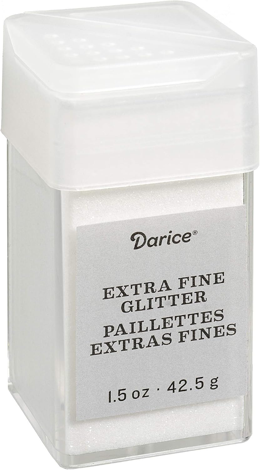 Snow Extra Fine Glitter 1.5 Ounces Canister w/Pour or Shake Lid
