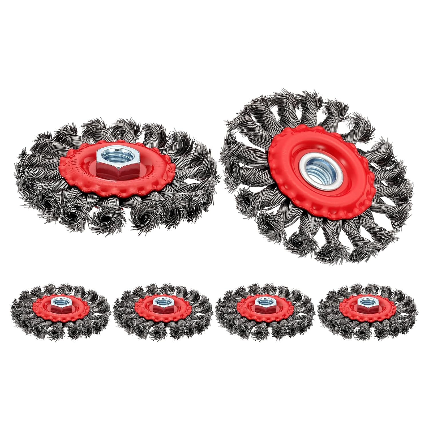 Wire Brush for Angle Grinder (4"/100mm) 10Pack, Knot Steel Wire 0.02" (Carbon Steel) Wire Wheels with 5/8 Inch -11 Threaded Arbor - for Rust, Cleaning, Deburring on Cast Iron