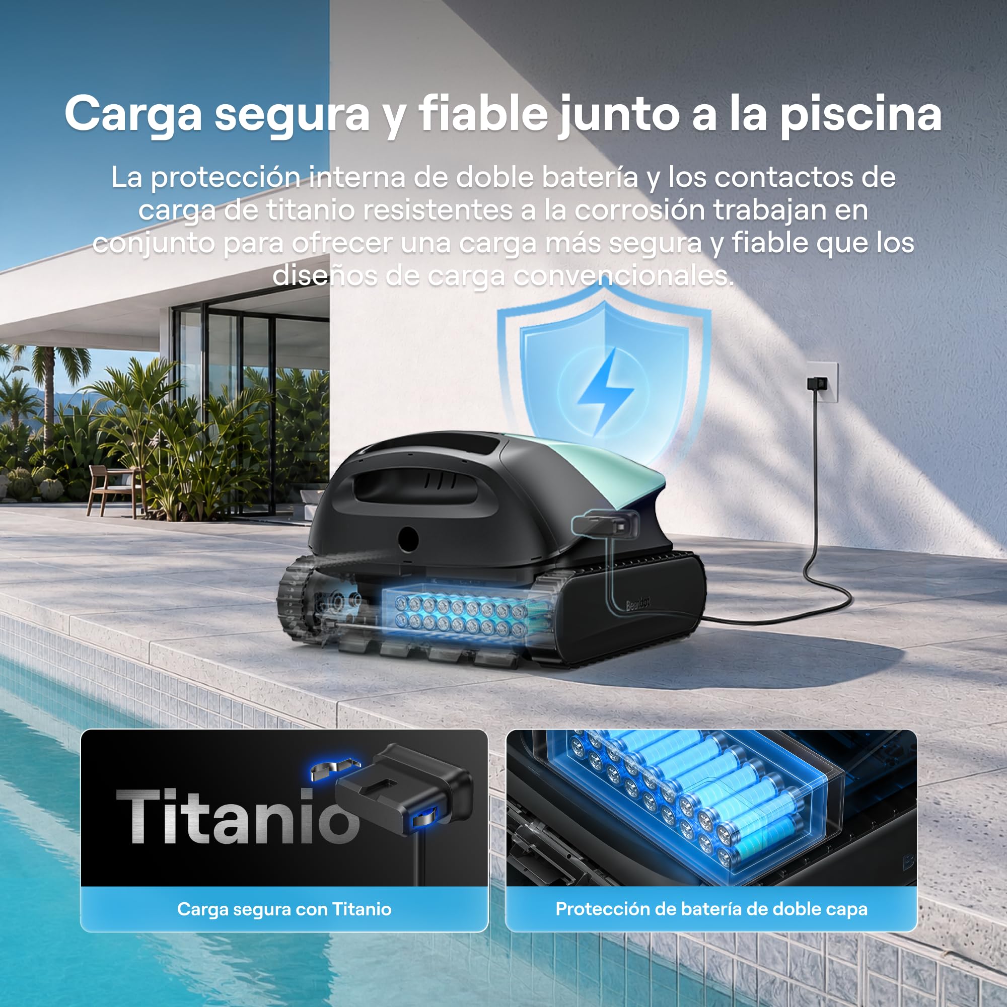 Beatbot (2026 Nuevo) Sora 10 Robot Piscina limpiafondos y Paredes, Plataformas y línea de flotación, 25700 LPH, Estacionamiento línea flotación, 5l residuos,App,Piscinas enterradas/elevadas,Mint
