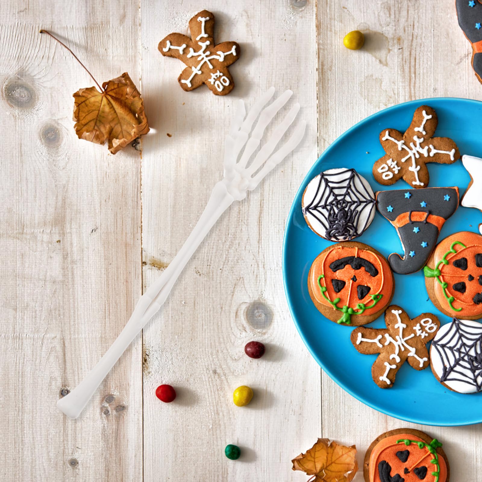 Gadpiparty 1 Paar Halloween Skelett-Salatzange Mit Realistischer Skeletthand Für Party-Deko Und Spukhaus Requisiten 12.6X2.6X1.2 Zoll