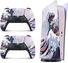 TACKY DESIGN Wave Watercolor Skin for PS5 Skin Digital Edition, Playstation 5 Console and 2 Controllers, PS5 Purple Pastel Kawaii Skin Vinyl 3M Decal Stickers Full wrap Cover (Digital Edition)