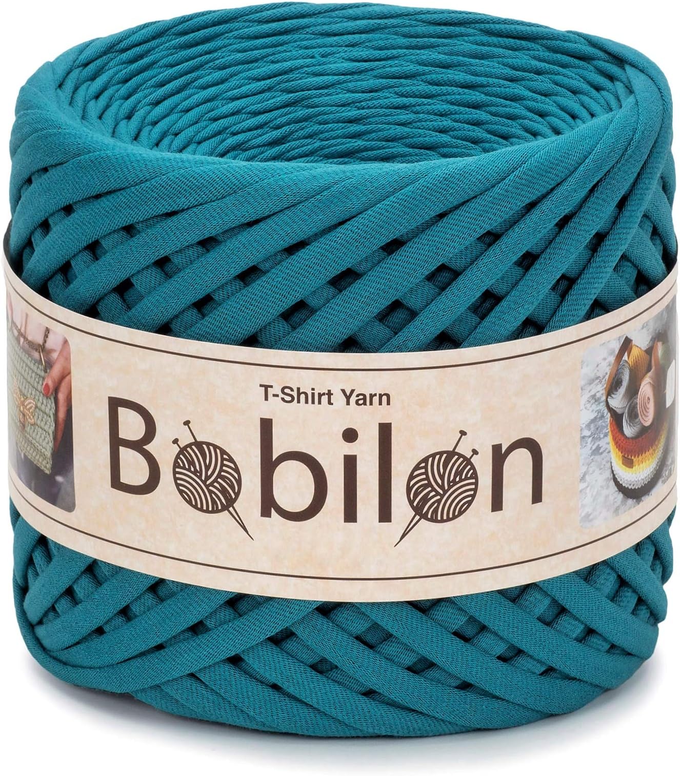 Cotton T-Shirt Yarn – 5–7 mm Jersey Ribbon for Crochet, Knitting, Macrame, DIY Crafts – 110 Yards – Soft Cotton for Bags, Baskets, Cushions – Deep Ocean