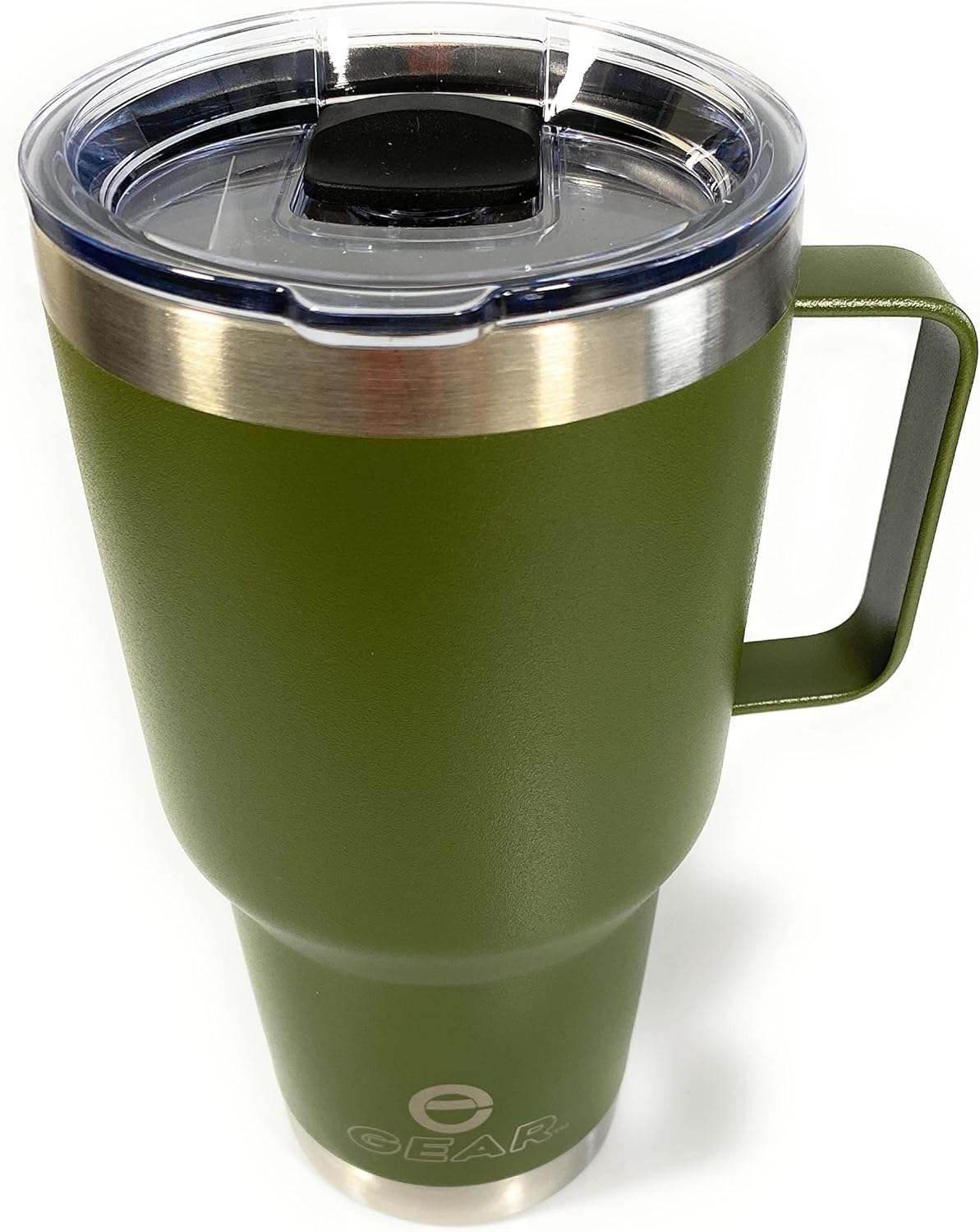 Enthusiast Gear 30 oz Tumbler with Magnetic Slider Lid and Handle, Stainless Steel, Vacuum Insulated for Hot and Cold Drinks (30 oz, Olive Green)
