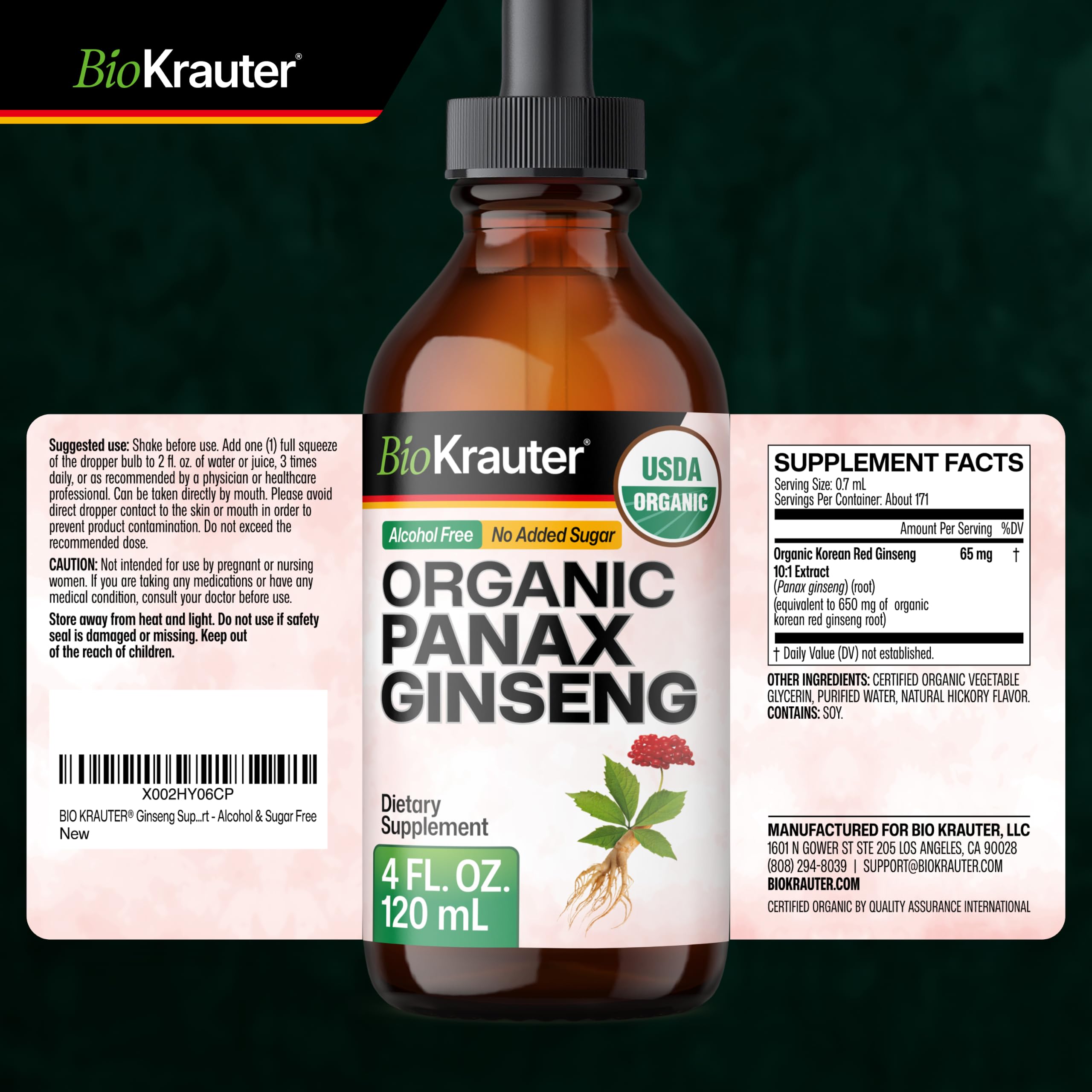 USDA Organic Panax Ginseng for Immune Support, Focus & Clarity - 4 Fl.Oz — Amazon image 9