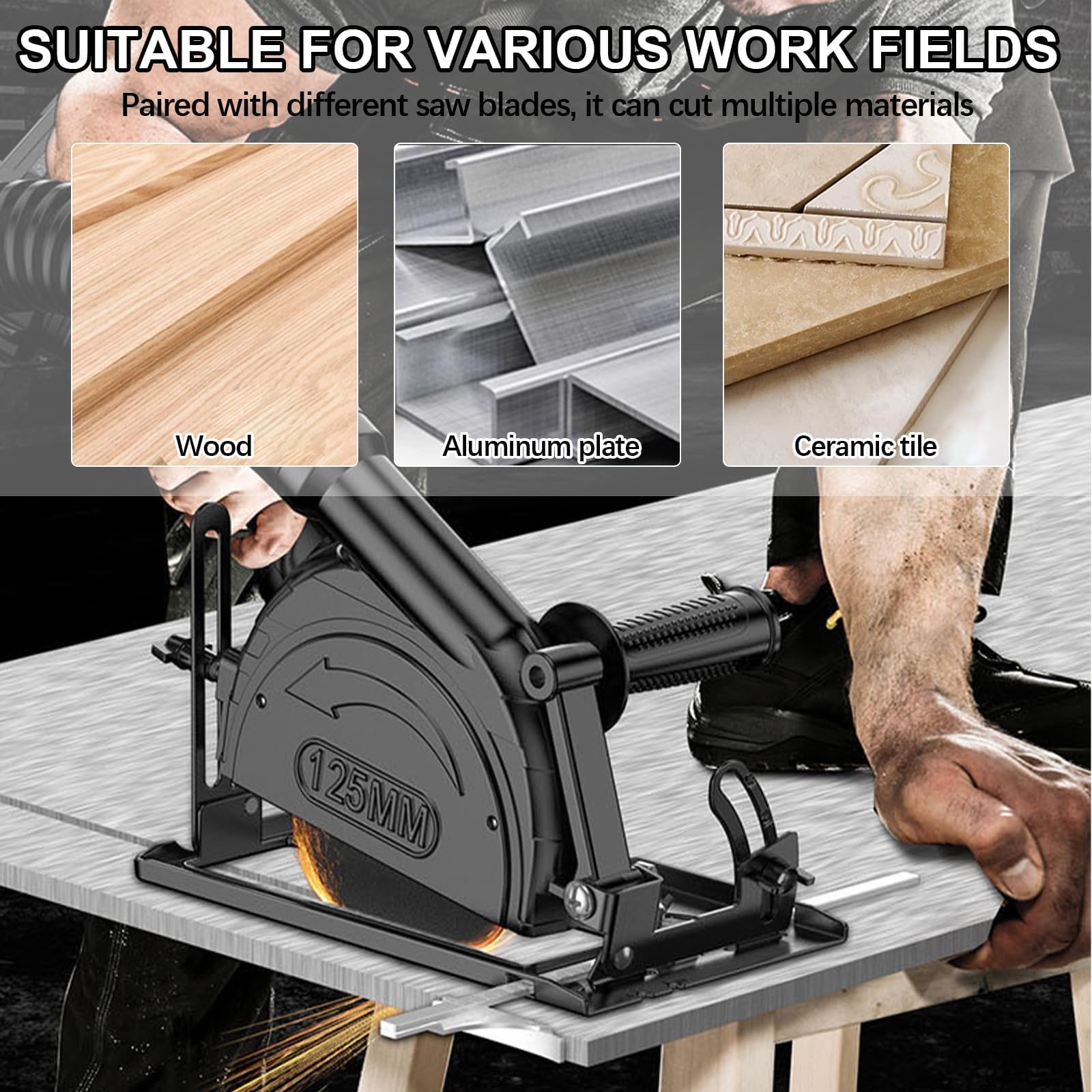 Kit de Soporte para Amoladora Angular 100-125 mm, Accesorios para Amoladora Angular, Ángulo Ajustable y Profundidad de Corte de 0-40 mm