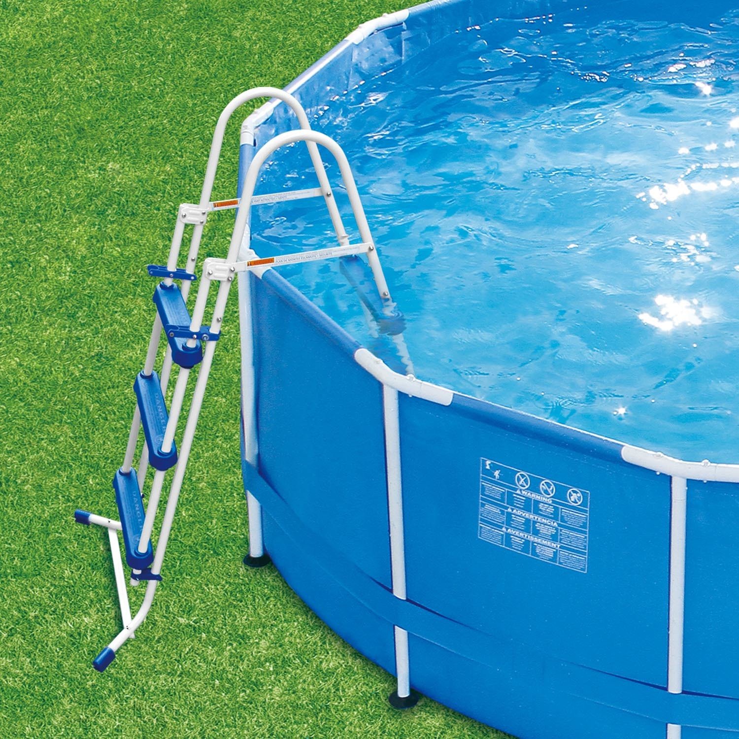 Summer Waves pulverbeschichterter Stahl Poolleiter für Pools bis 91cm - Robust & rutschfest - Einfache Montage - Sicherheitsleiter