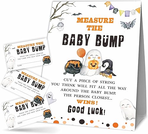Baby Shower Measure The Baby Bump Kit de juego  Acuarela Halloween  1 letrero de pie y 50 boletos  How Big Is Mommy's Belly Sign  Revela de género, disponible en Yaxa Peru