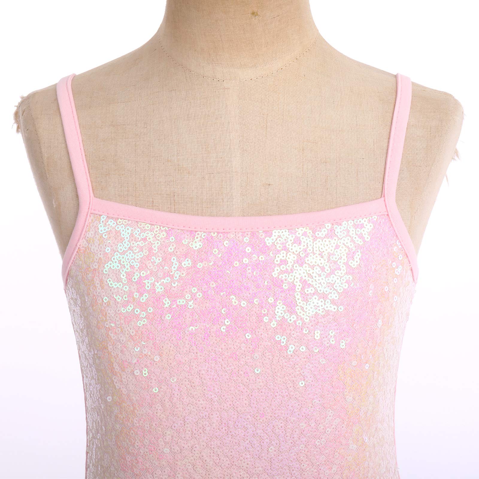IWEMEK Robe de Ballet Fille Enfant Tutu sans Manches avec Paillettes Justaucorps de Ballet Robe de Danse Body de Ballet vêtements de Danse pour la Gymnastique