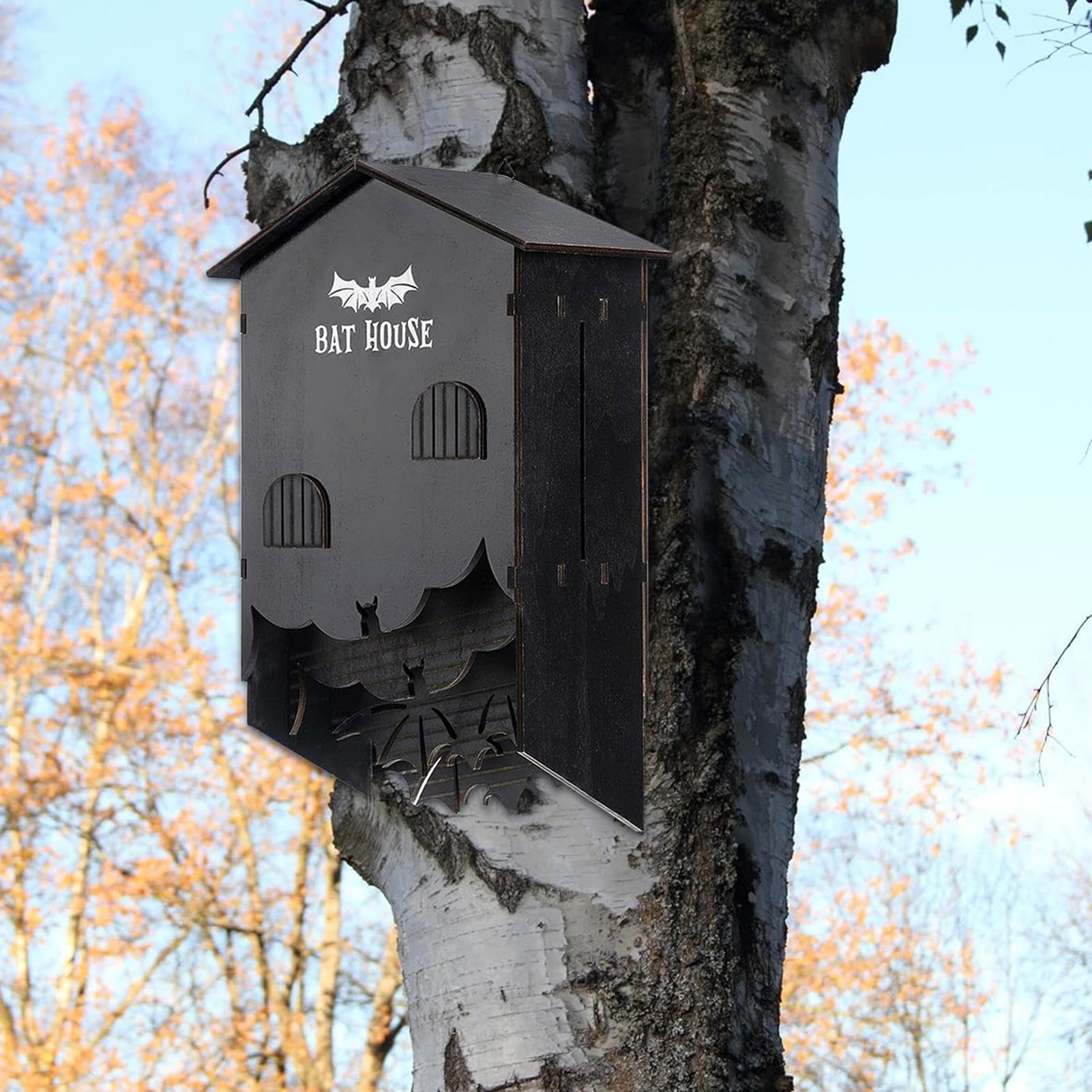 Cajas de murciélagos para Exteriores, de murciélago de Madera para jardín, Montaje en Pared, Caja de Refugio de cámaras para Patio al Aire Libre, jardín, Patio, árbol, decoración de