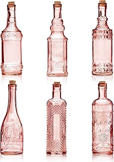 BULK PARADISE Assorted Reddish Glass Bottles with Corks, 6 Pack, 2.5in X...