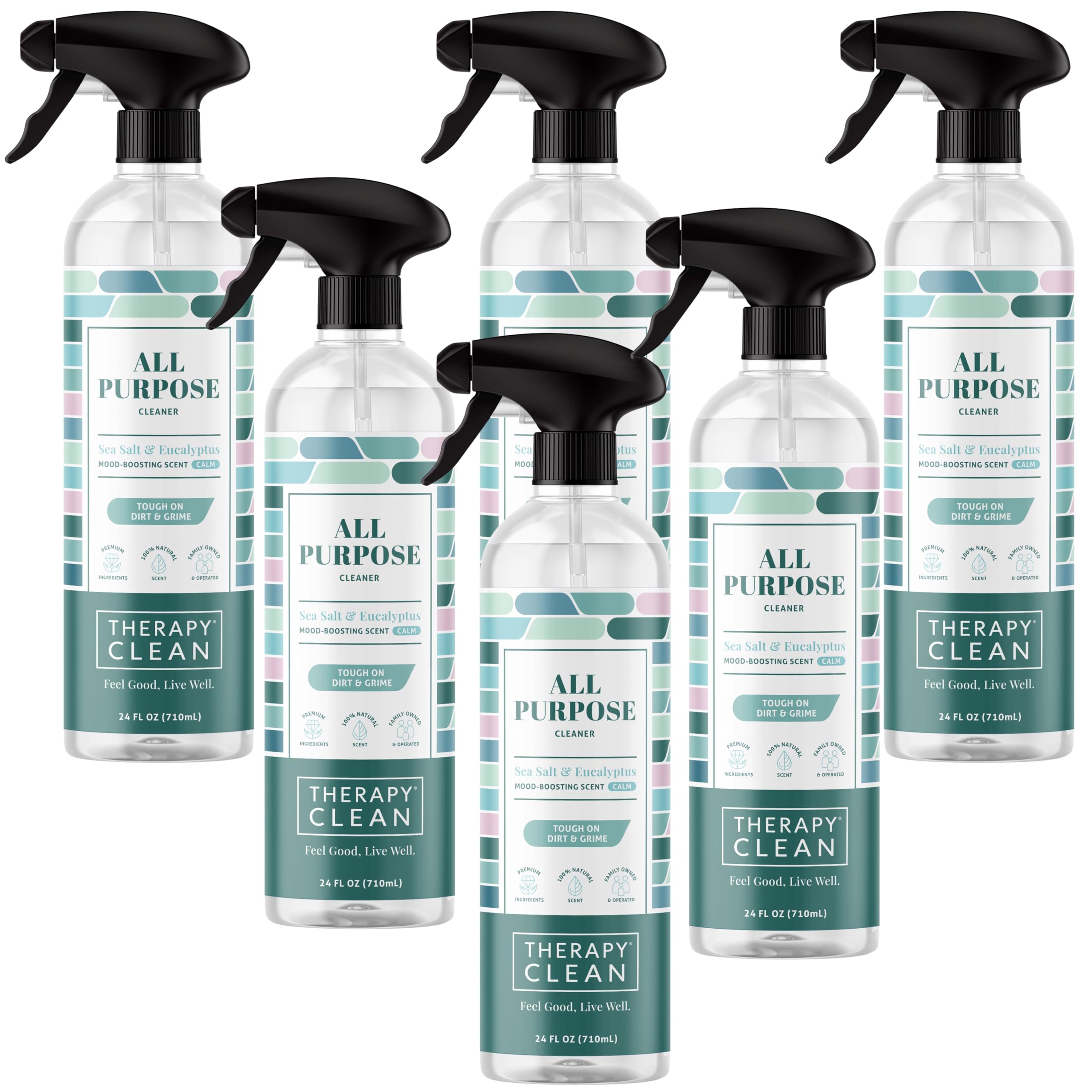 Therapy Clean All Purpose Cleaner Sea Salt & Eucalyptus (Pack of 6) - 100% Natural Fragrance, Plant-Based Multipurpose Cleaner