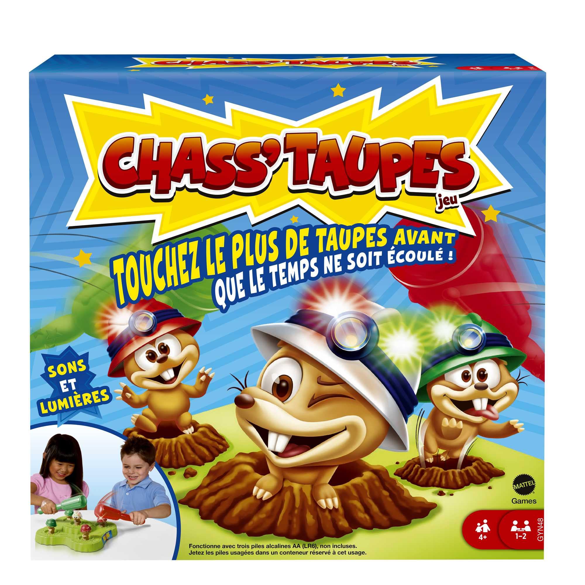 Mattel Games Chass'Taupes, Jeu D'Arcade Interactif, Jeu De Société Familial pour Soirée Jeux en Famille, 1 À 2 Joueurs, Jouet pour Enfant de 4 Ans et Plus, GYN48