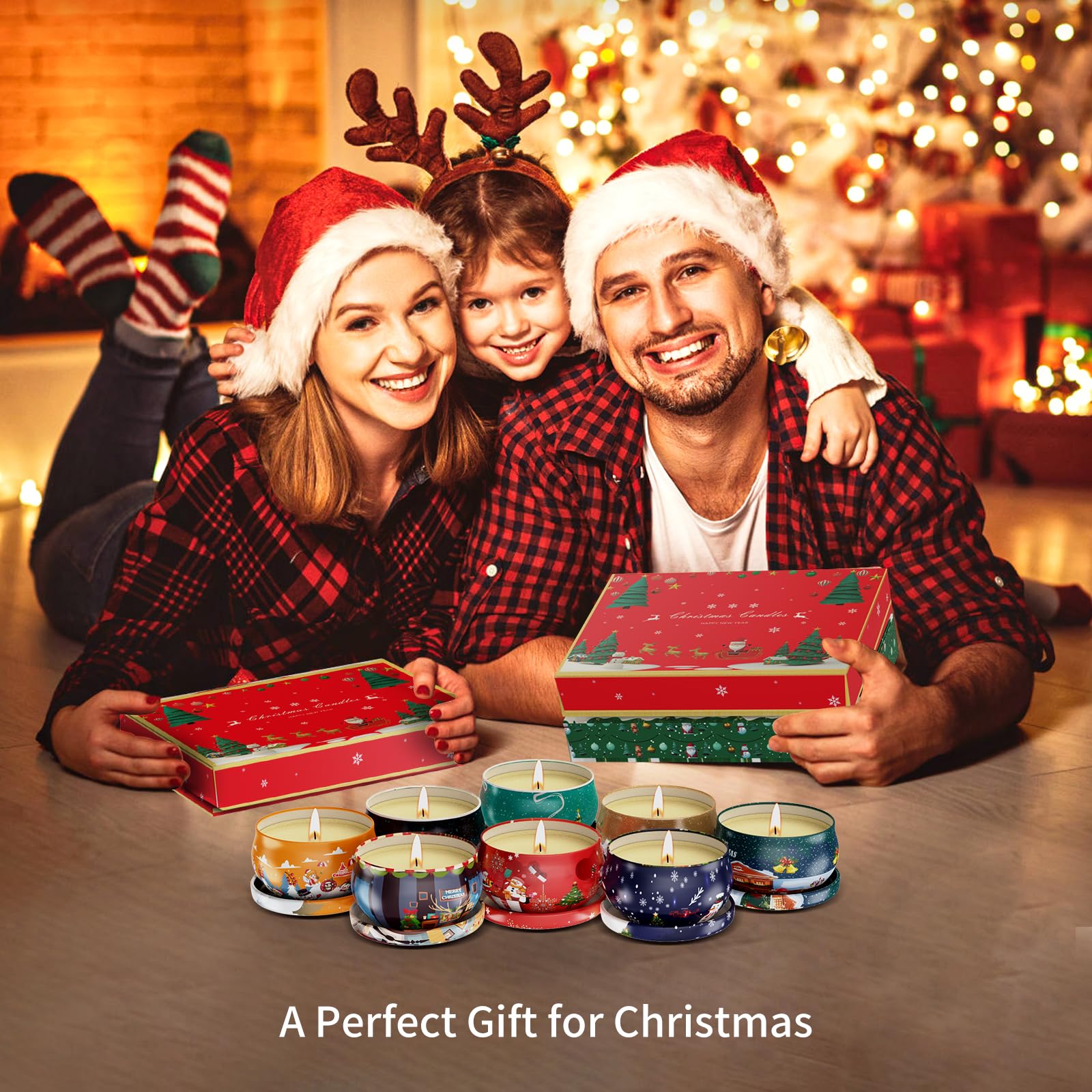 Primevolve Lot de 12 bougies de Noël parfumées pour femme, aromathérapie à la maison, parfum fort, longue durée, boîte de voyage portable pour spa, bain, yoga