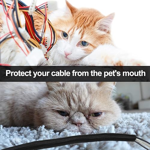 Miniatura 5 de Boao 3 piezas de protector de cable de telar de alambre, funda dividida para cable de carga USB, cable de audio y video (negro, 1 pulgada, 12