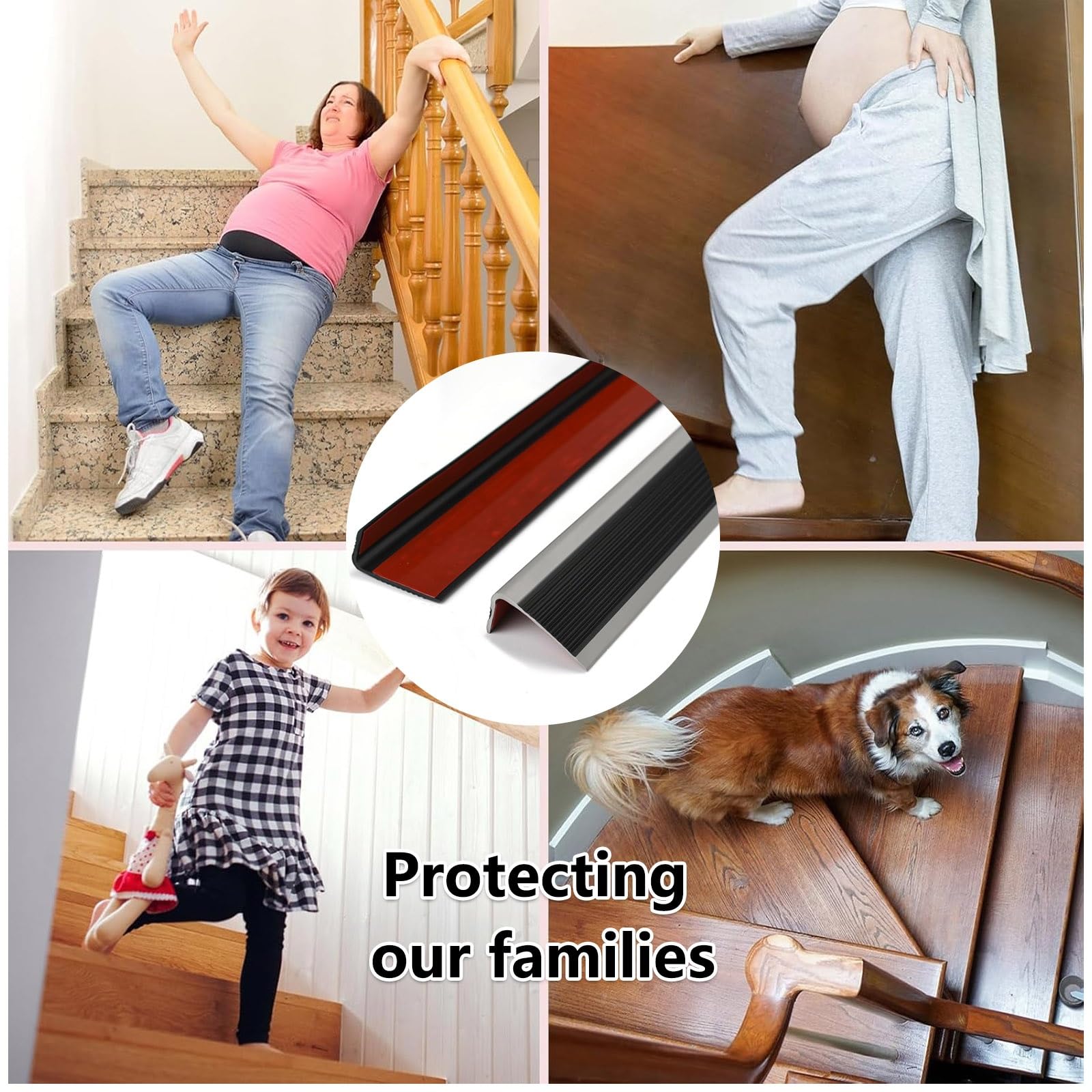 Tira De Vinilo Autoadhesiva Antideslizante Para Escalera, Borde De Escalera De Goma De PVC, Perfil De Borde De Escalera Autoadhesivo, Perfil De ÁNgulo De La Nariz De La Escalera, Cantonera Protector(W