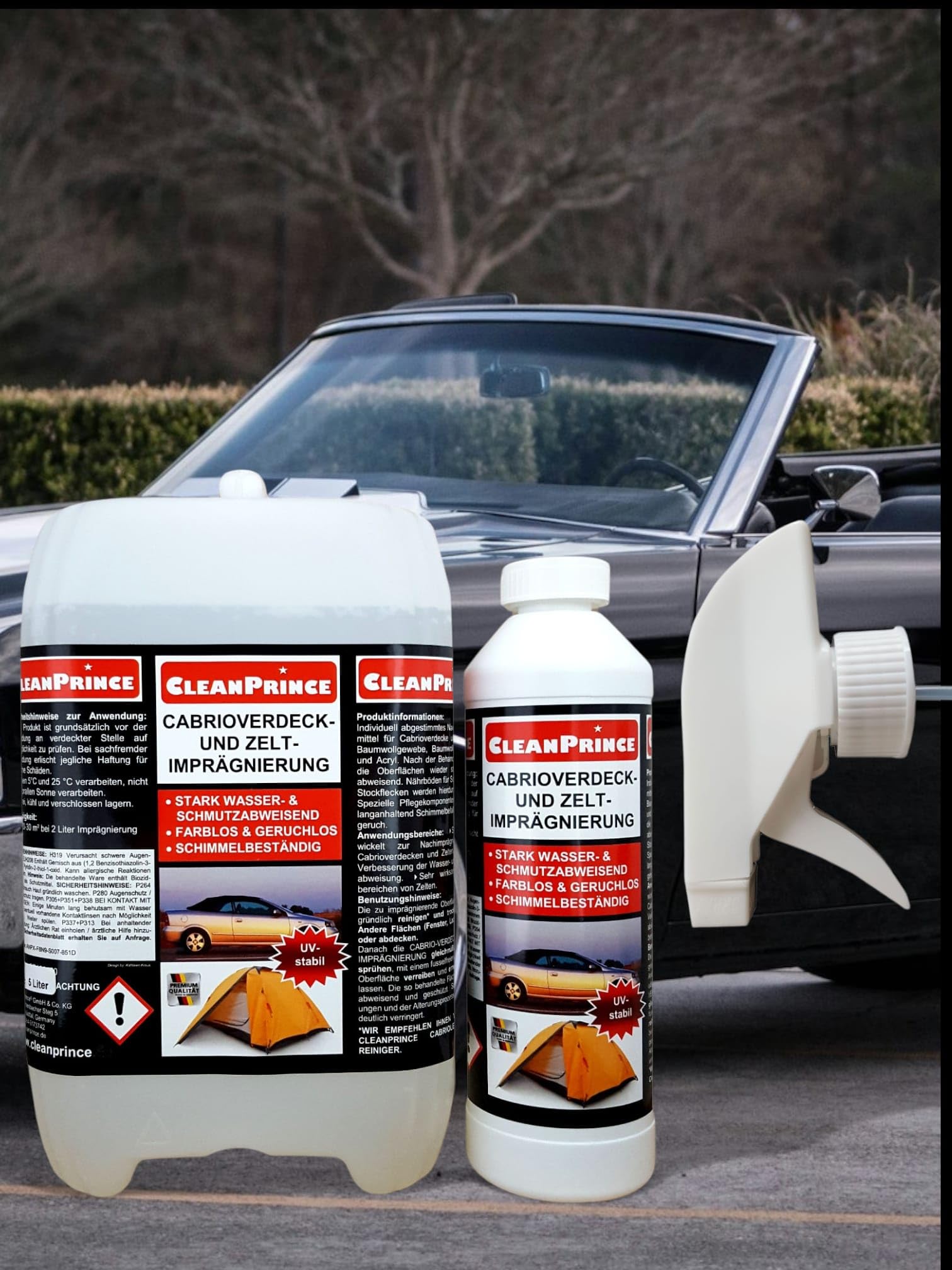 CleanPrince 5500 ml Cabrioverdeck- und Zelt-Imprägnierspray 5,5 Liter Cabrio Cabriolet Cabrioimprägnierung
