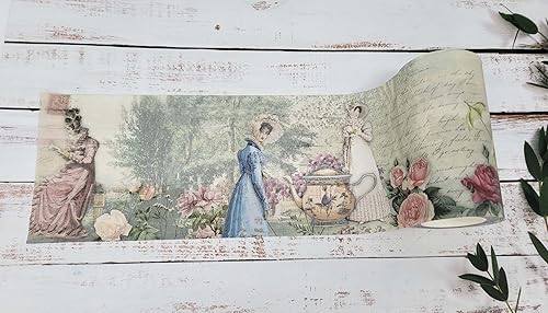 Serenity Fair Jane Austen (Country Garden) - Cinta adhesiva washi extra ancha para diarios, álbumes de recortes, manualidades y bordes de pared. No disponible en Yaxa Costa Rica