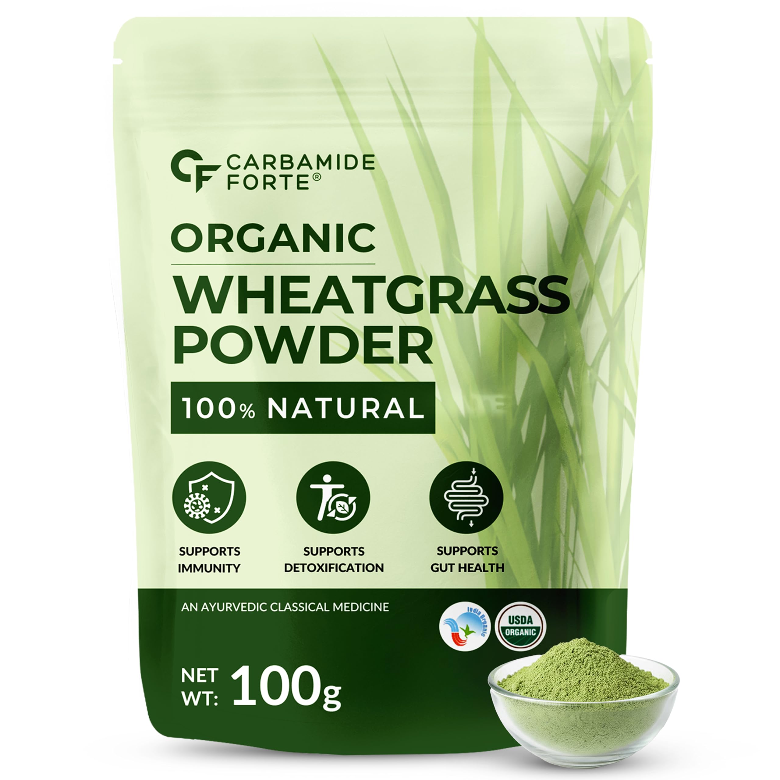 100% Natural Organic Wheatgrass Powder | Wheat Grass Powder | Organic Wheatgrass Juice | Wheat Grass Juice - 100g