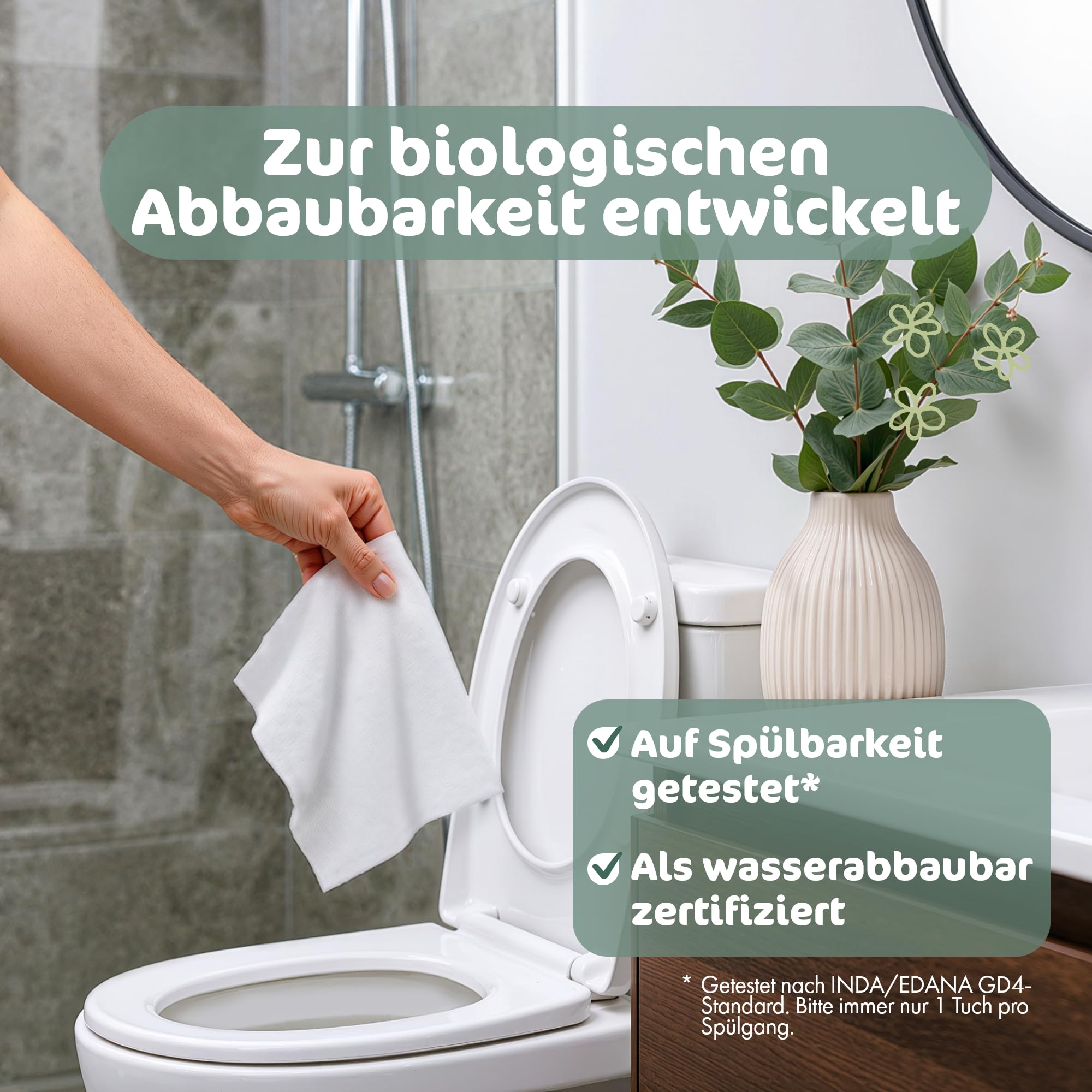 Naty Spülbare Baby Feuchttücher | 98% Wasser, hypoallergen & natürlich für empfindliche Haut | Parfümfrei & pflanzenbasiert | Sanfte Reinigung für Neugeborene und Babys | 504 Tücher (12 Packungen)